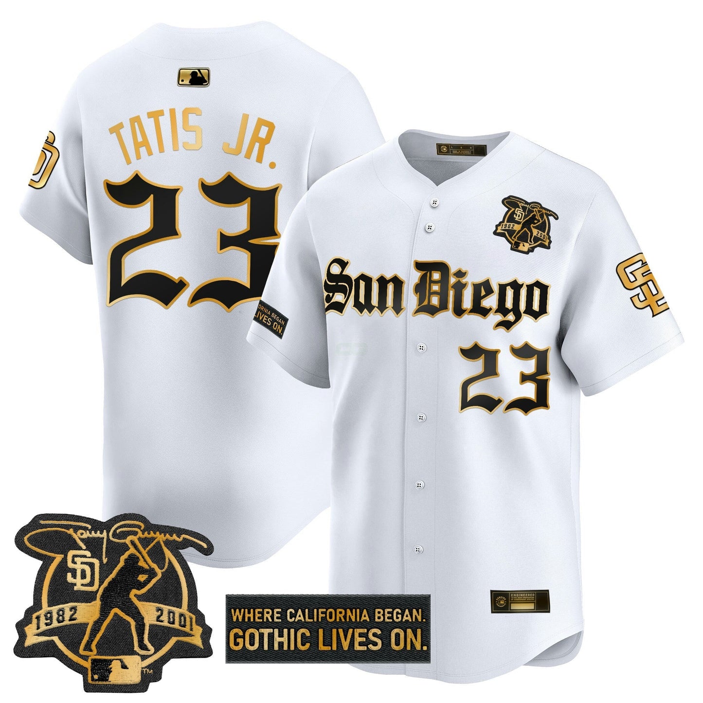 Camisa MLB Men’s San Diego ‘Gothic Edition’ Dourada Vapor Premier Limited Jersey