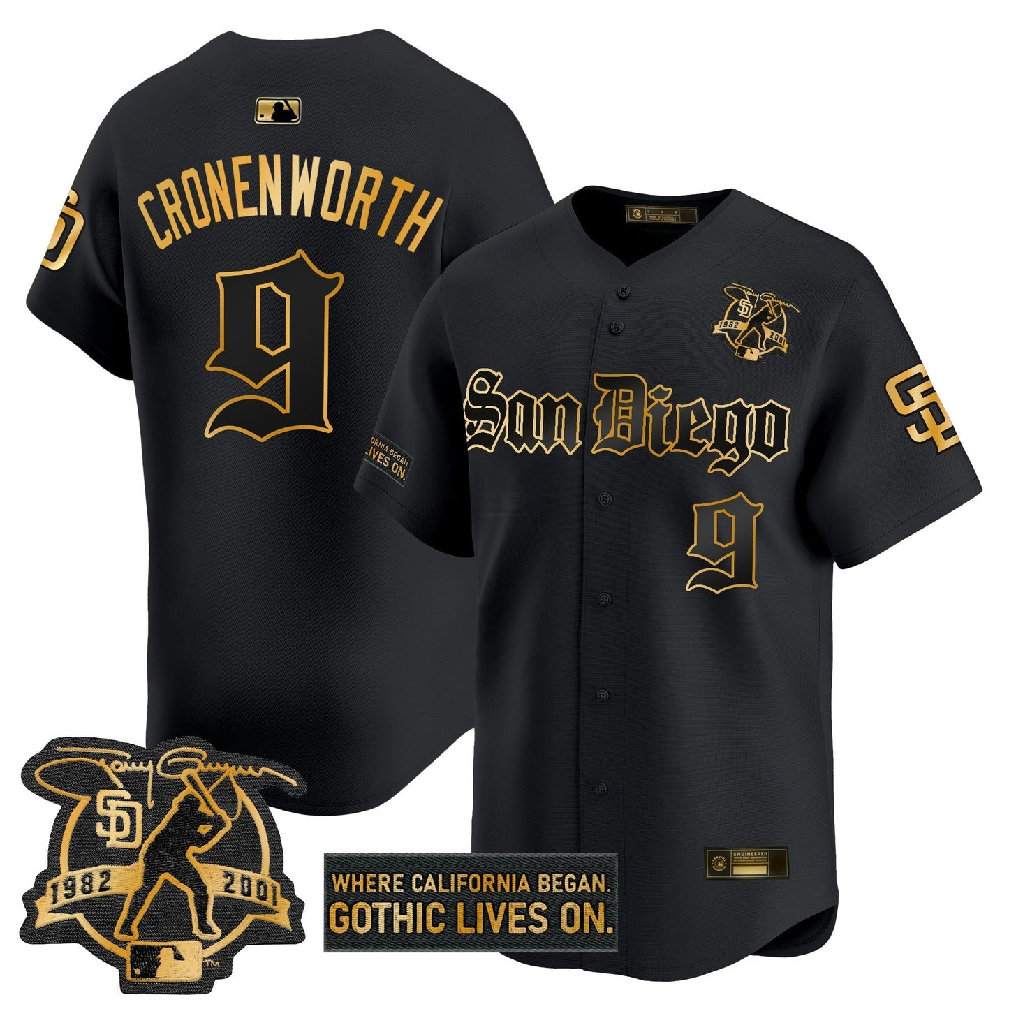 Camisa MLB Men’s San Diego ‘Gothic Edition’ Dourada Vapor Premier Limited Jersey