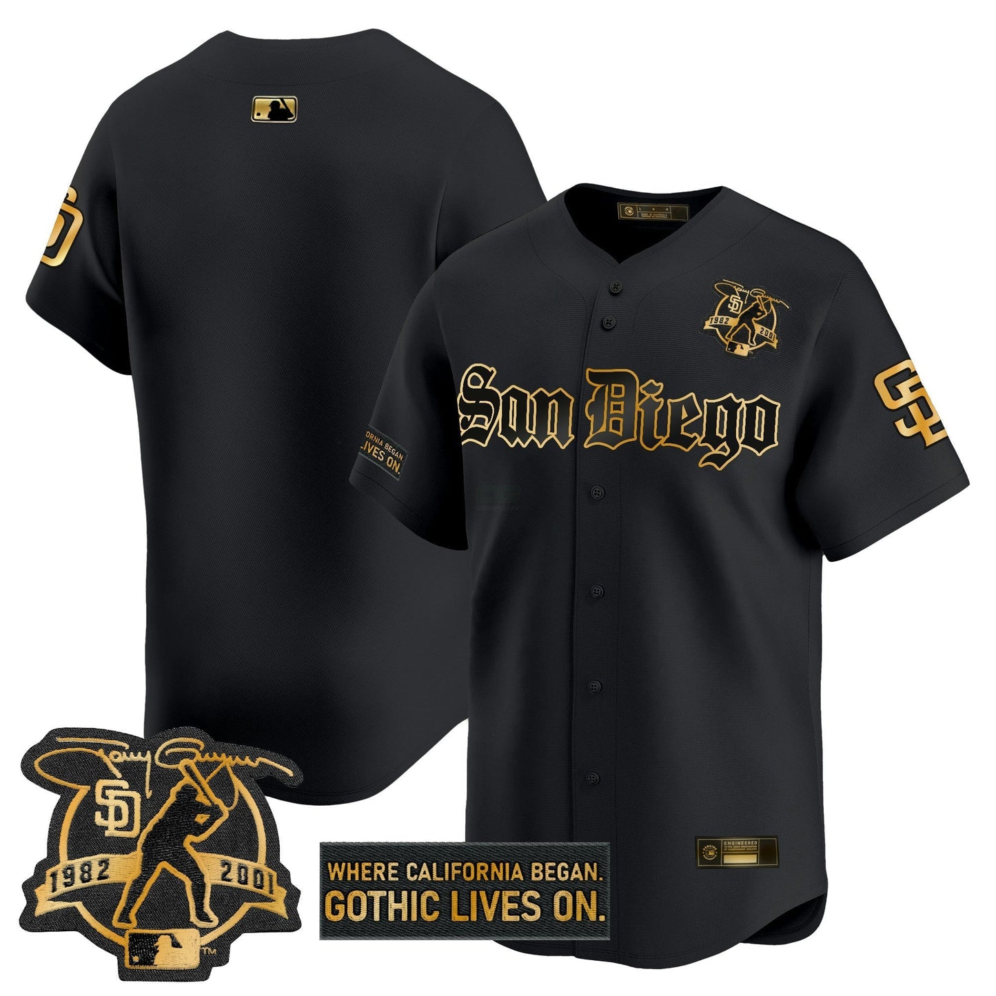 Camisa MLB Men’s San Diego ‘Gothic Edition’ Dourada Vapor Premier Limited Jersey