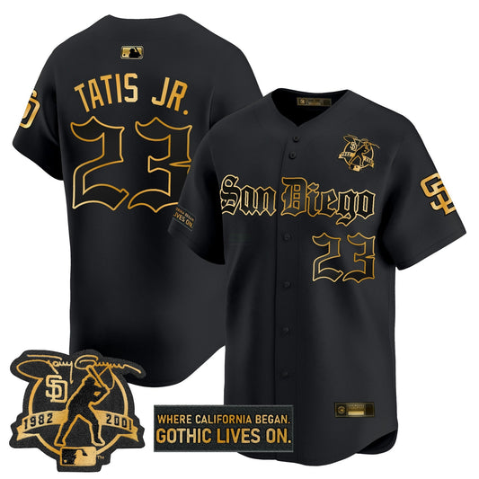 Camisa MLB Men’s San Diego ‘Gothic Edition’ Dourada Vapor Premier Limited Jersey