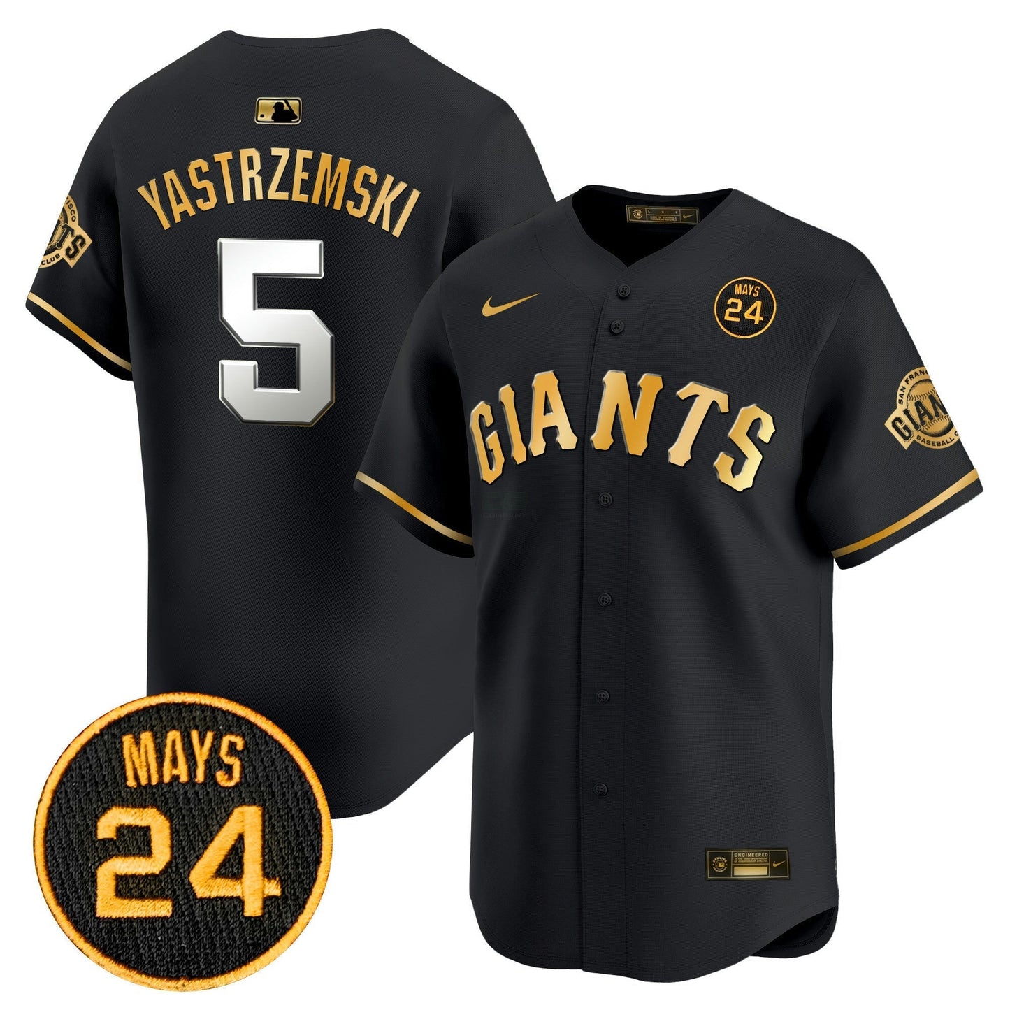 Camisa MLB Men’s San Francisco 2024 Willie Mays Patch Vapor Premier Limited Jersey V3