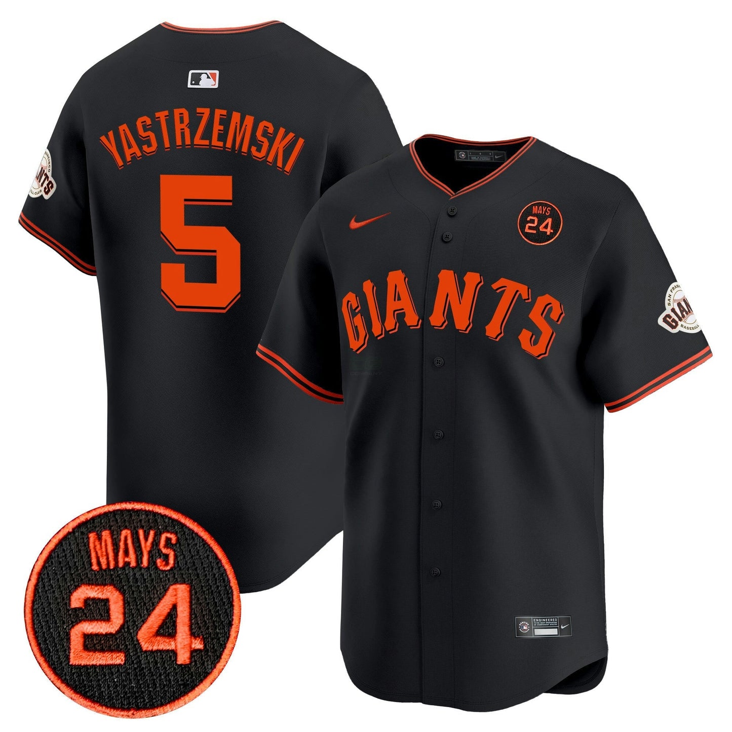 Camisa MLB Men’s San Francisco 2024 Willie Mays Patch Vapor Premier Limited Jersey V3
