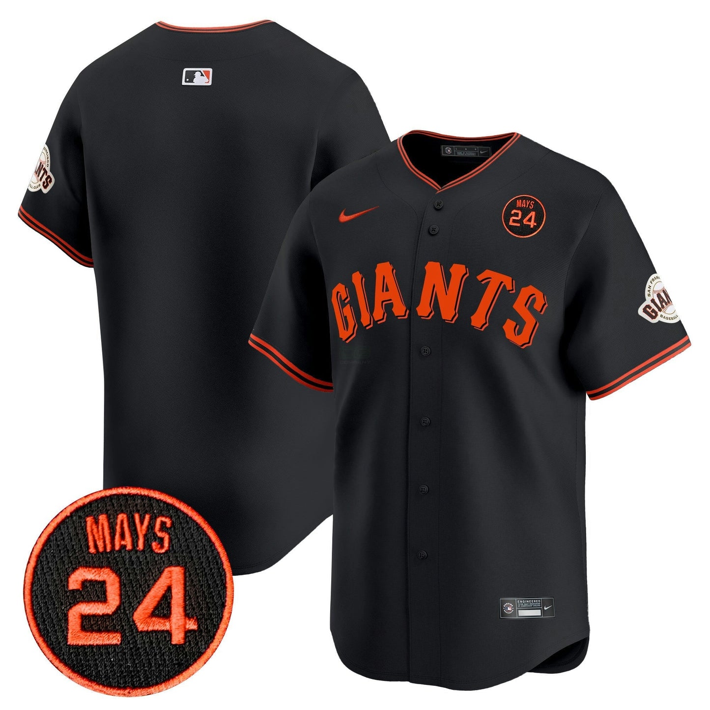 Camisa MLB Men’s San Francisco 2024 Willie Mays Patch Vapor Premier Limited Jersey V3