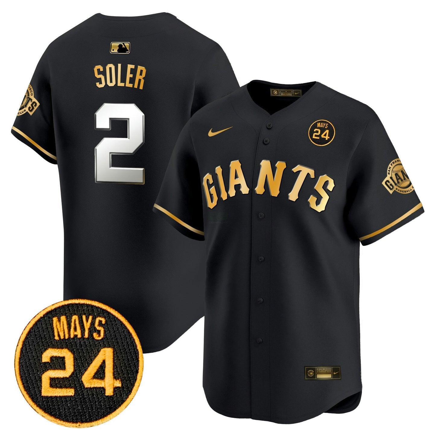 Camisa MLB Men’s San Francisco 2024 Willie Mays Patch Vapor Premier Limited Jersey V3
