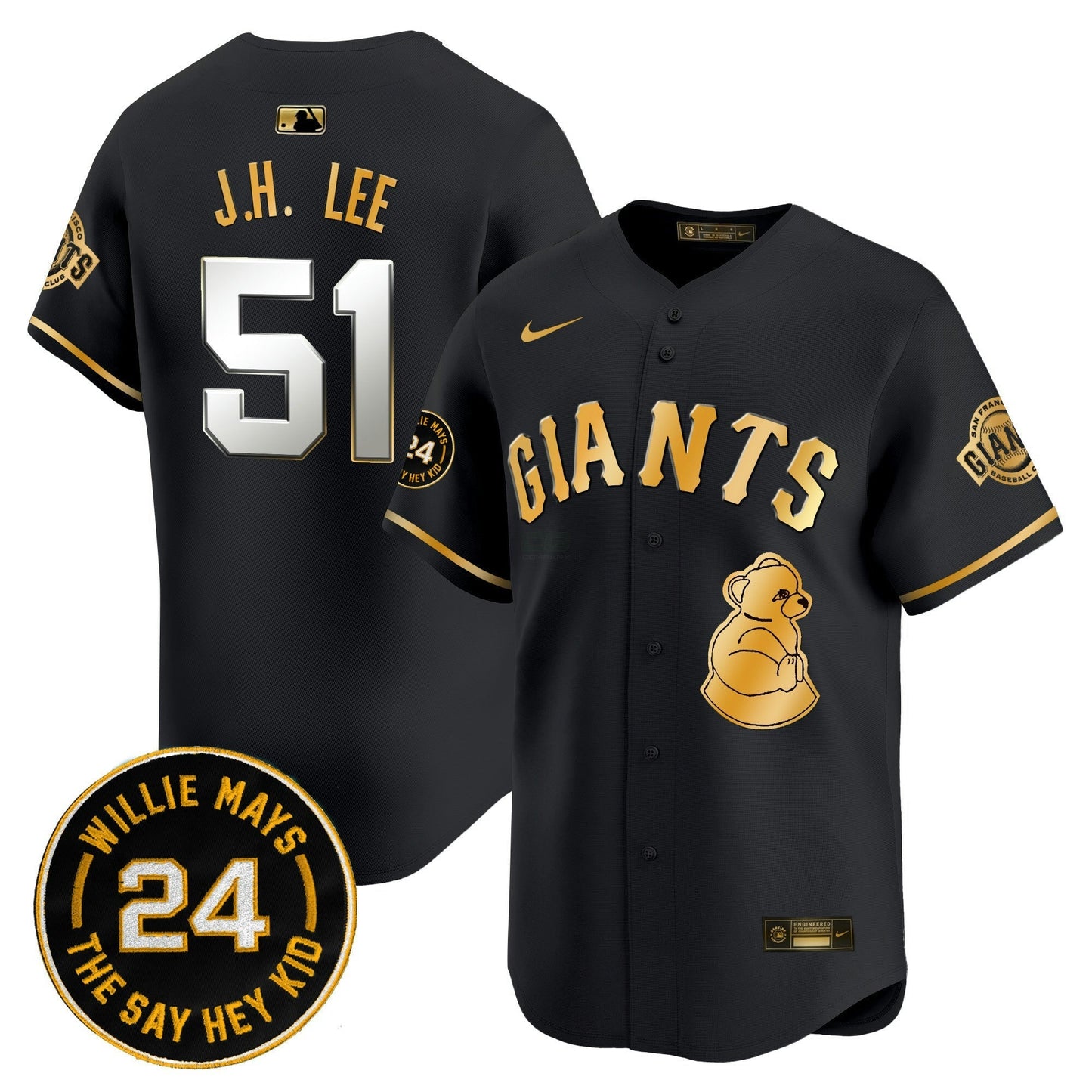 Camisa MLB Men’s San Francisco 2024 Willie Mays Patch Vapor Premier Limited Jersey V4