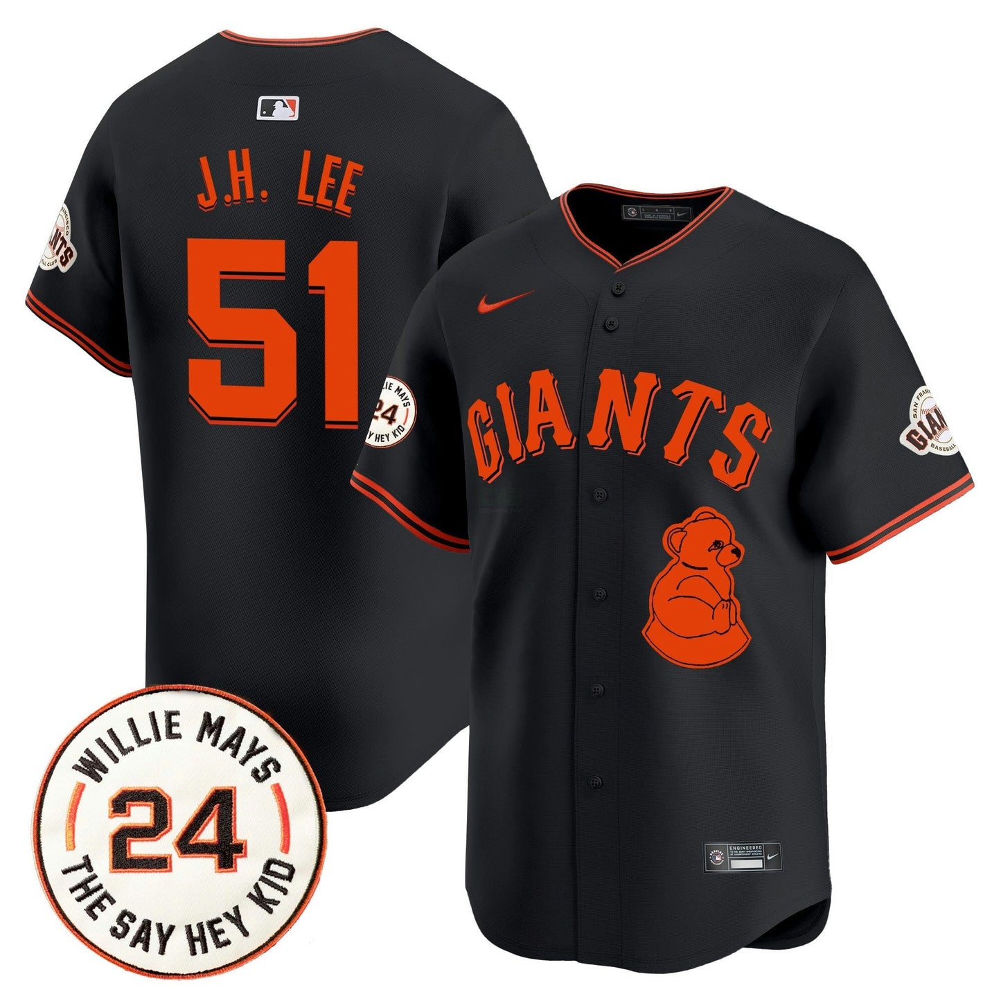 Camisa MLB Men’s San Francisco 2024 Willie Mays Patch Vapor Premier Limited Jersey V4