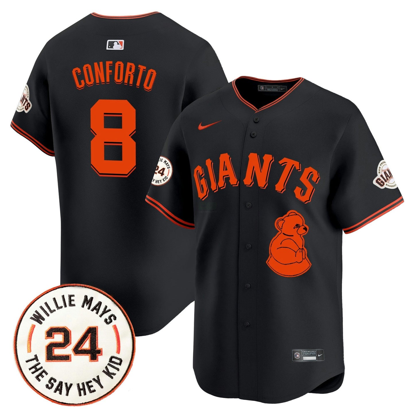 Camisa MLB Men’s San Francisco 2024 Willie Mays Patch Vapor Premier Limited Jersey V4