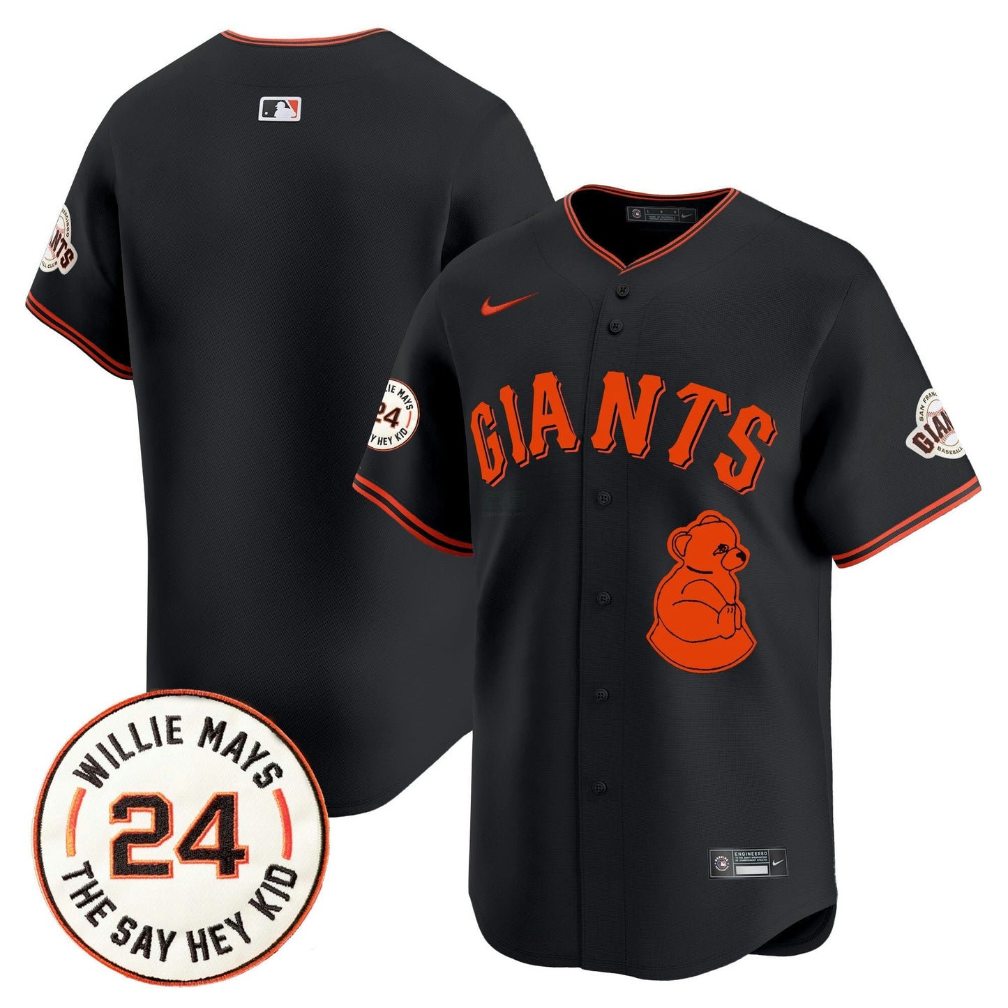 Camisa MLB Men’s San Francisco 2024 Willie Mays Patch Vapor Premier Limited Jersey V4