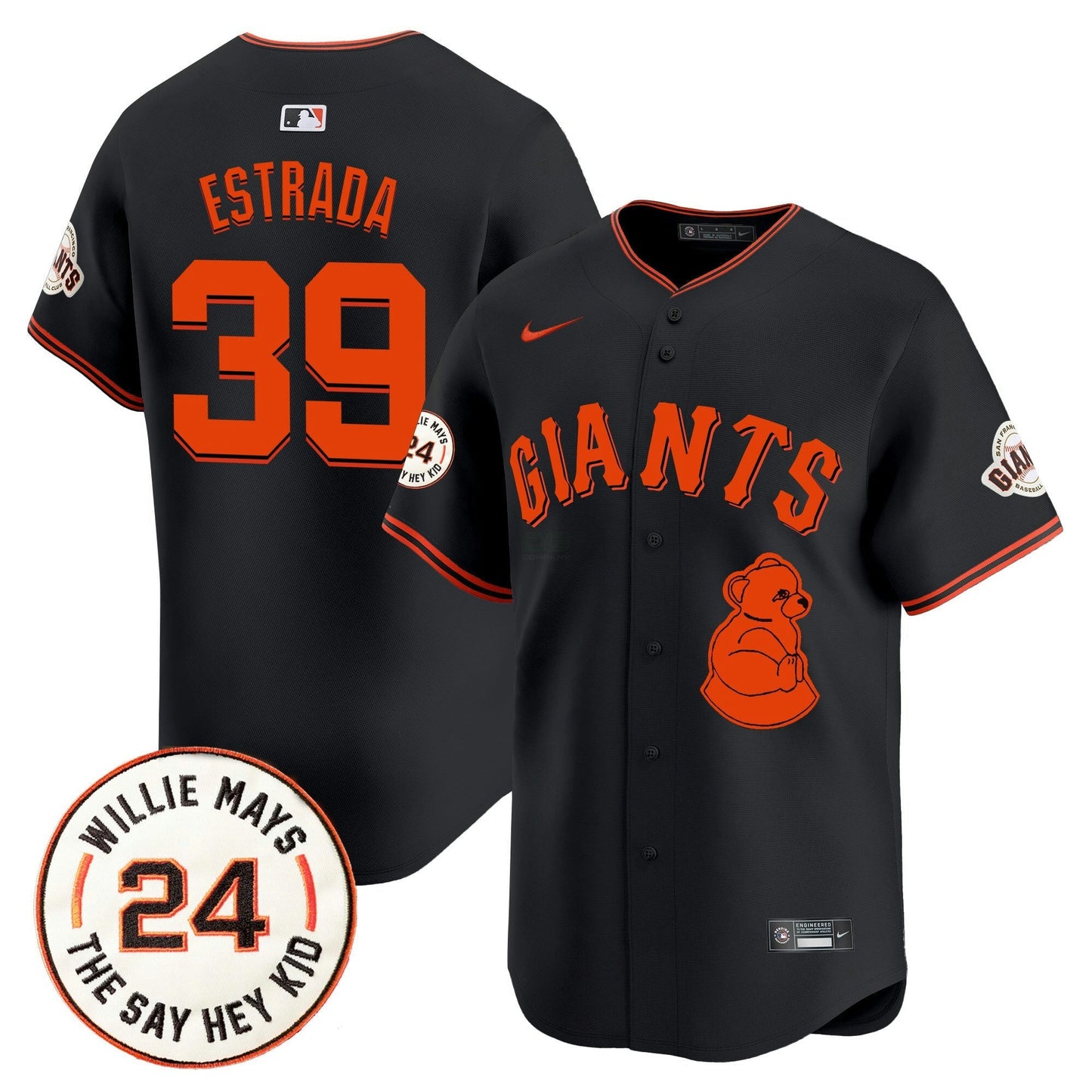 Camisa MLB Men’s San Francisco 2024 Willie Mays Patch Vapor Premier Limited Jersey V4