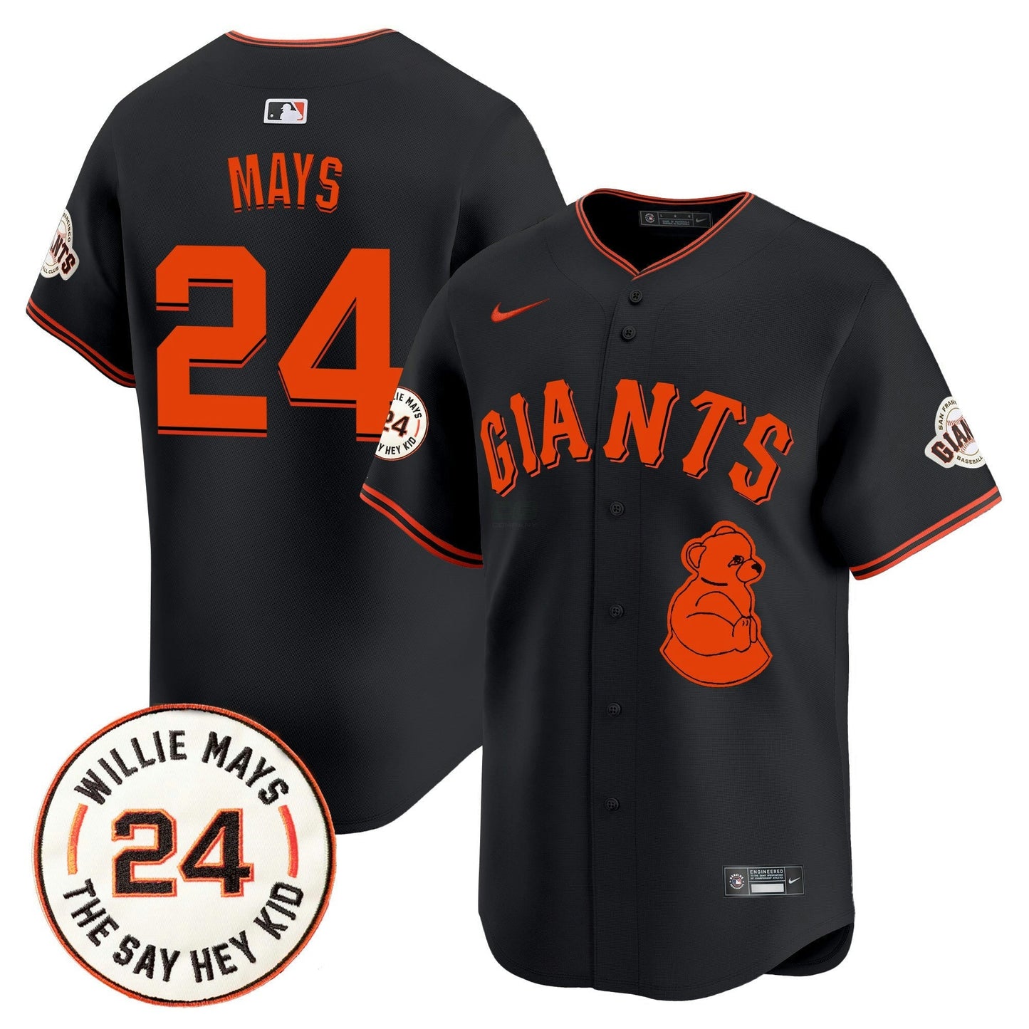 Camisa MLB Men’s San Francisco 2024 Willie Mays Patch Vapor Premier Limited Jersey V4
