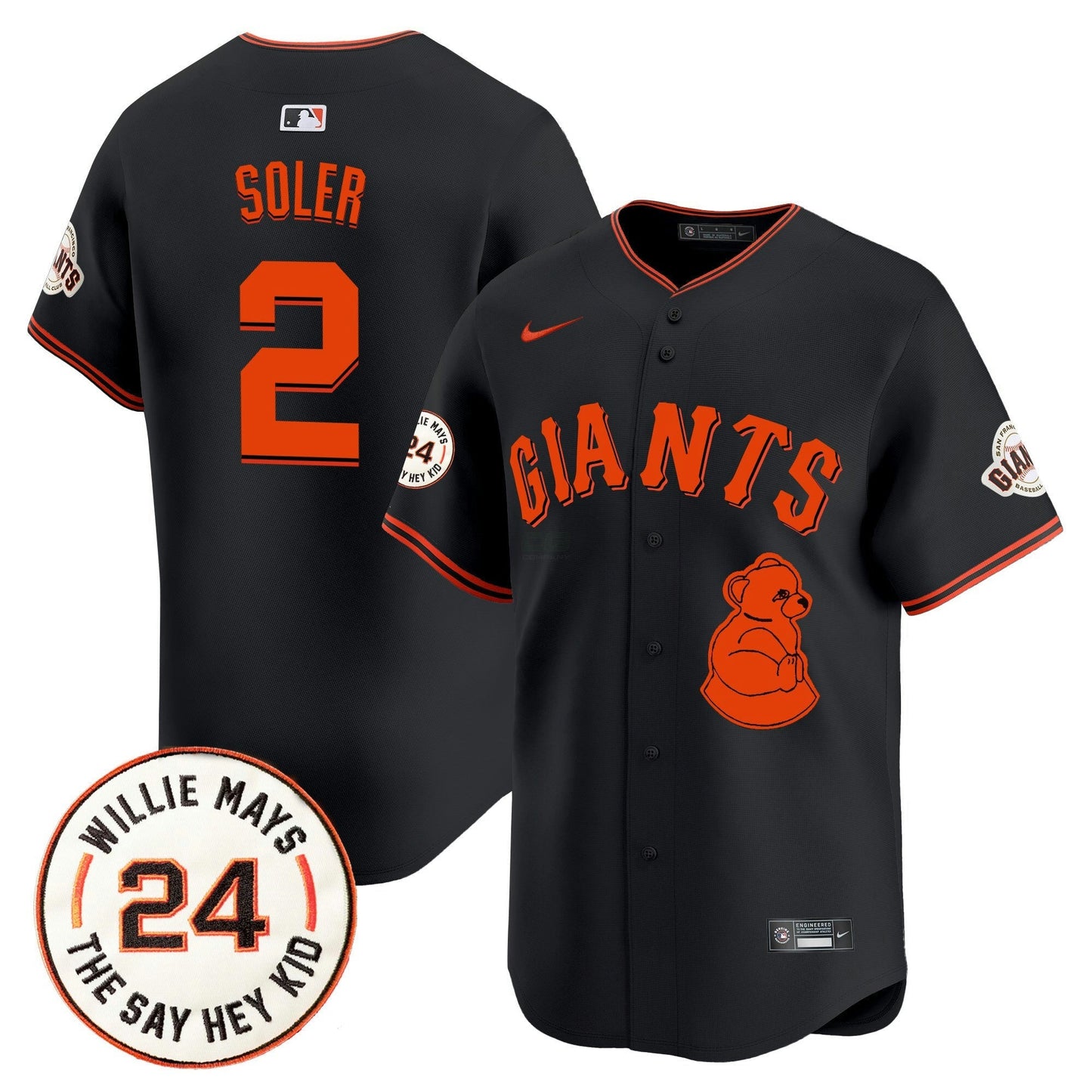 Camisa MLB Men’s San Francisco 2024 Willie Mays Patch Vapor Premier Limited Jersey V4