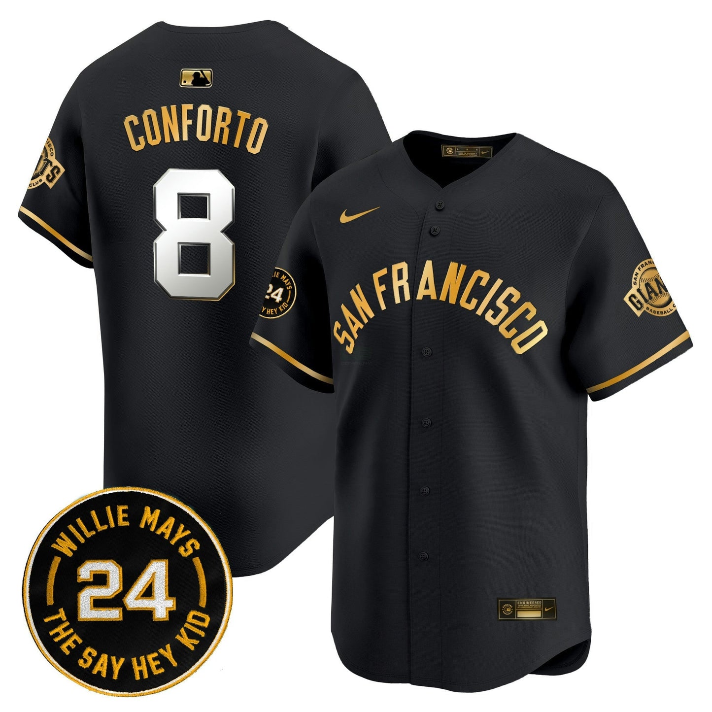 Camisa MLB Men’s San Francisco 2024 Willie Mays Patch Vapor Premier Limited Jersey V5