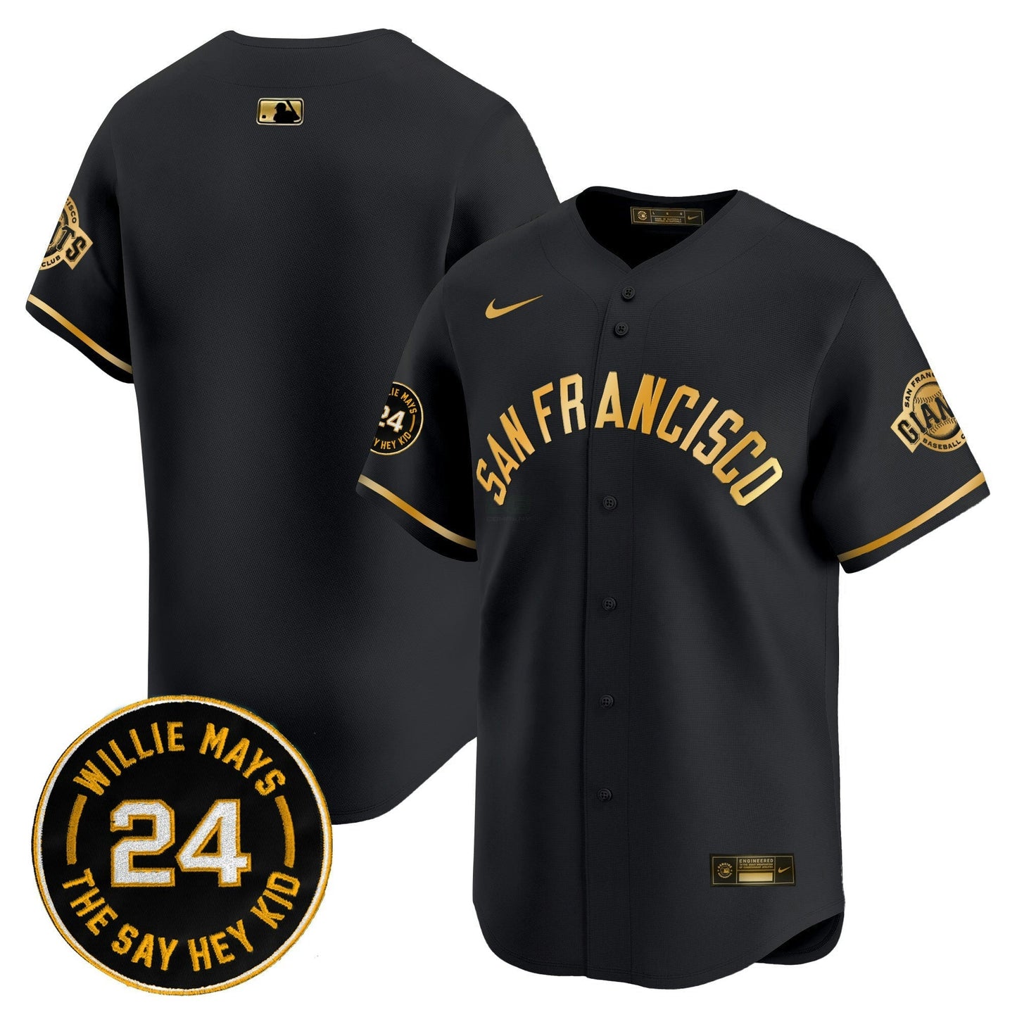 Camisa MLB Men’s San Francisco 2024 Willie Mays Patch Vapor Premier Limited Jersey V5