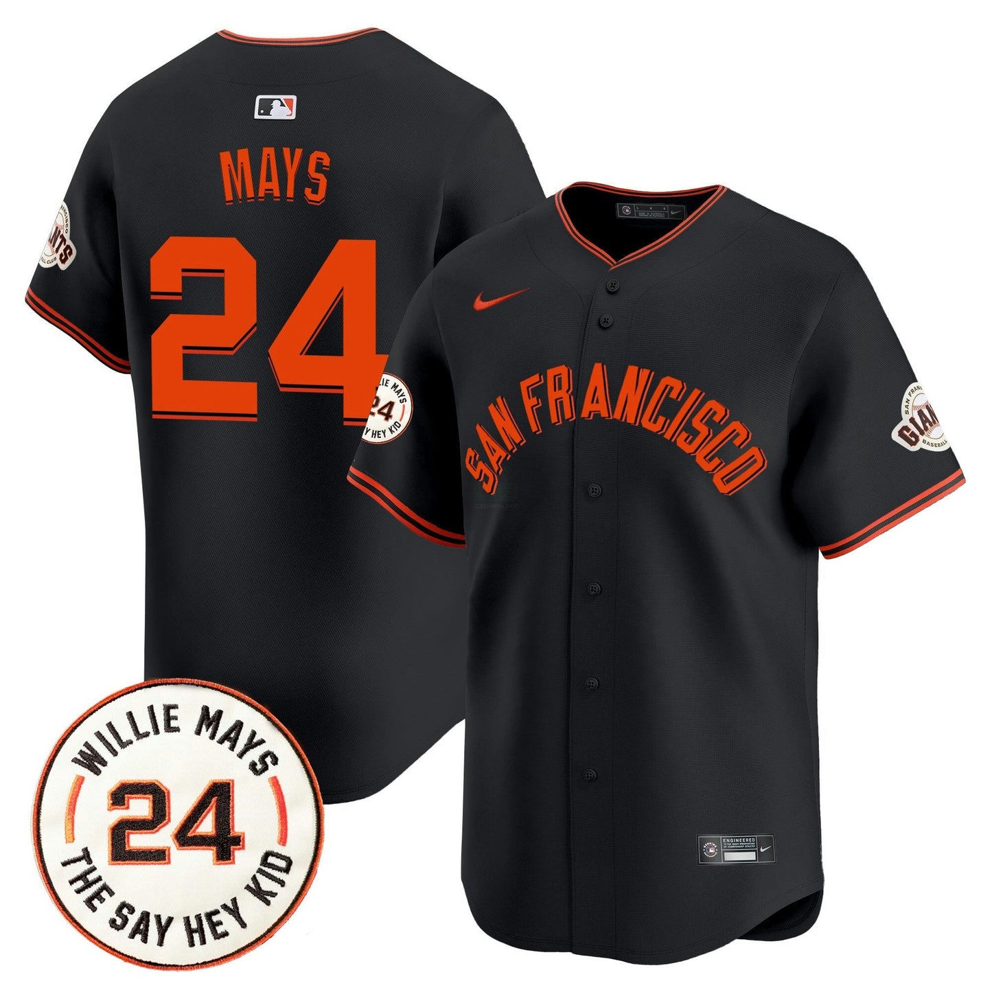 Camisa MLB Men’s San Francisco 2024 Willie Mays Patch Vapor Premier Limited Jersey V5