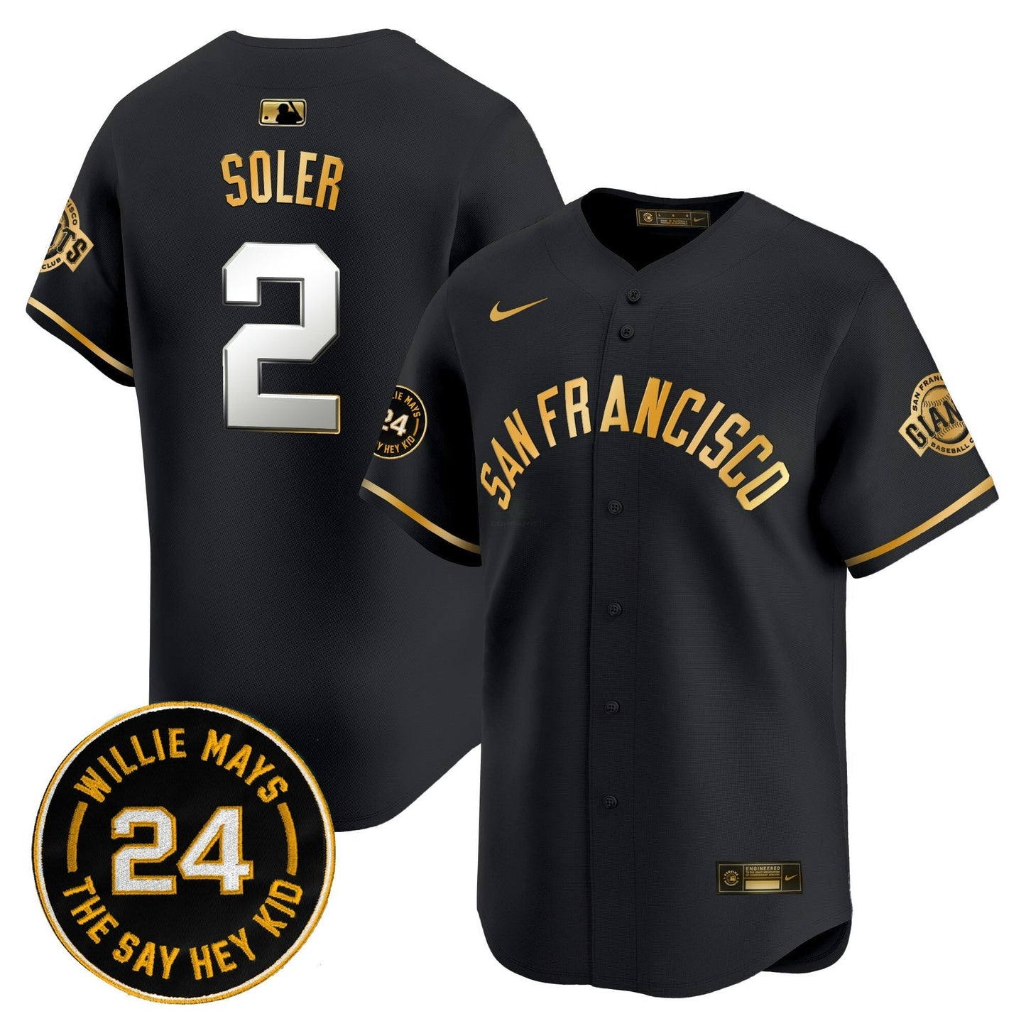 Camisa MLB Men’s San Francisco 2024 Willie Mays Patch Vapor Premier Limited Jersey V5