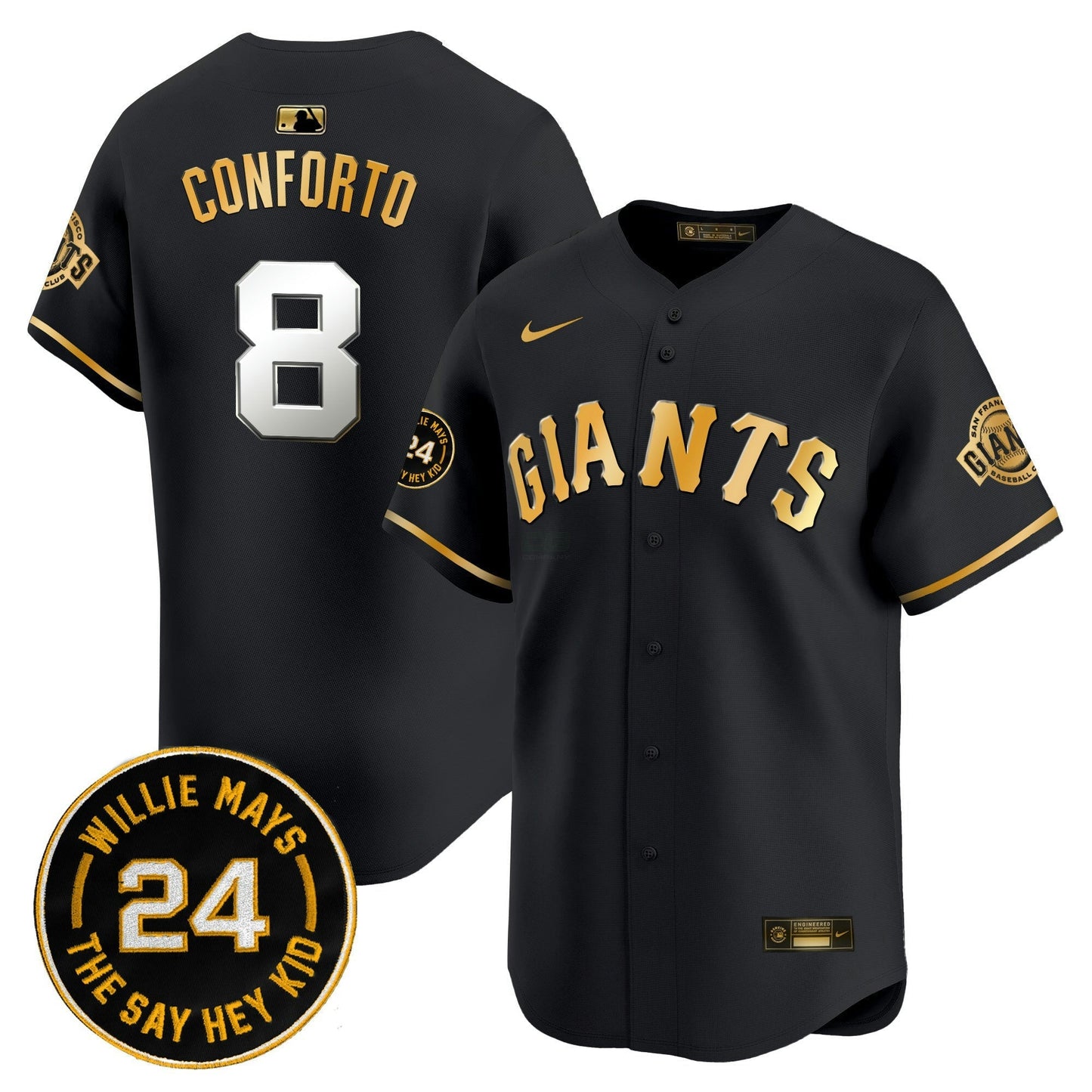 Camisa MLB Men’s San Francisco 2024 Willie Mays Patch Vapor Premier Limited Jersey V6
