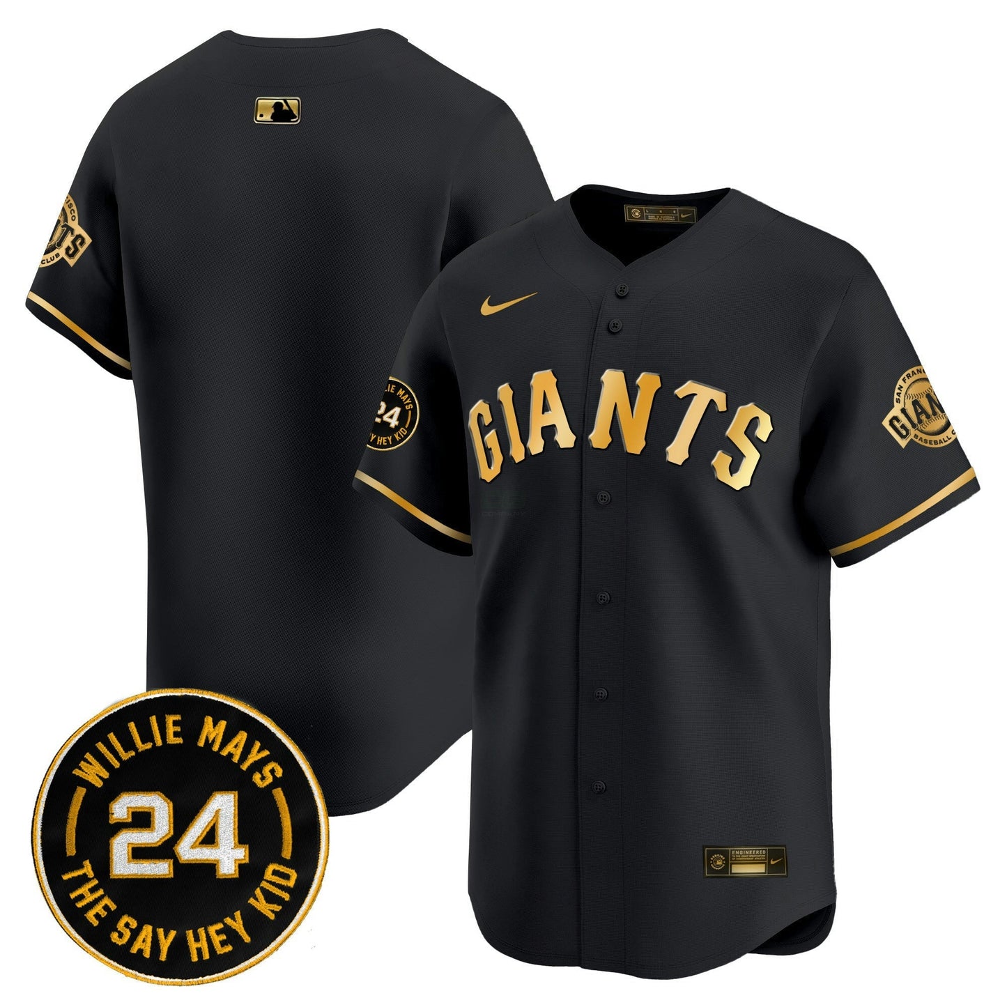 Camisa MLB Men’s San Francisco 2024 Willie Mays Patch Vapor Premier Limited Jersey V6