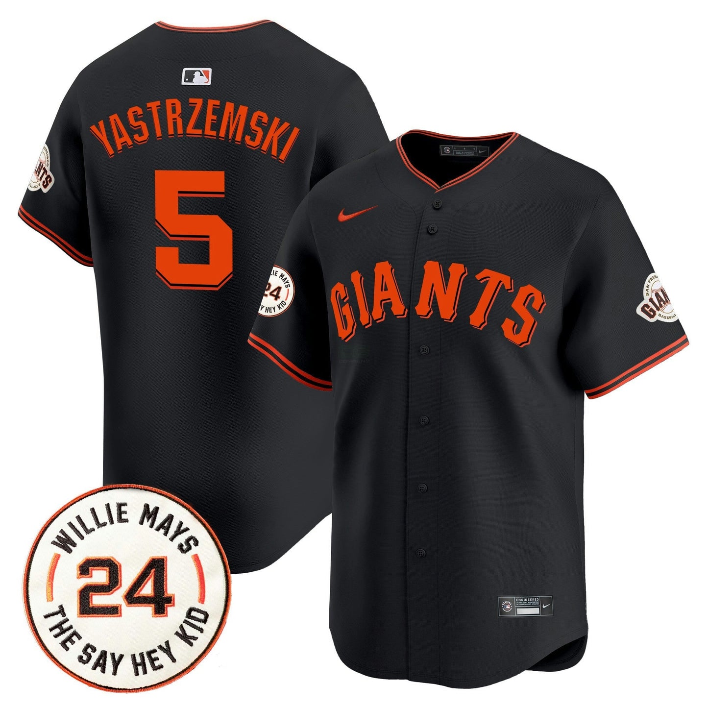 Camisa MLB Men’s San Francisco 2024 Willie Mays Patch Vapor Premier Limited Jersey V6