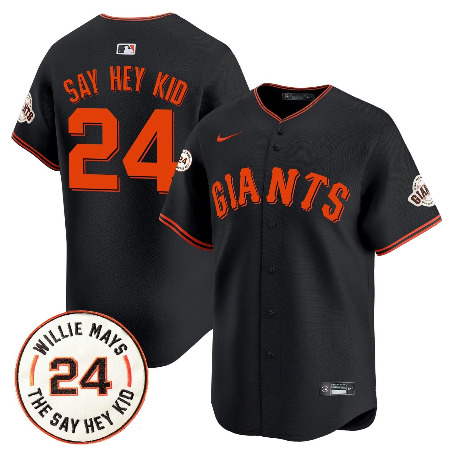 Camisa MLB Men’s San Francisco 2024 Willie Mays Patch Vapor Premier Limited Jersey V6