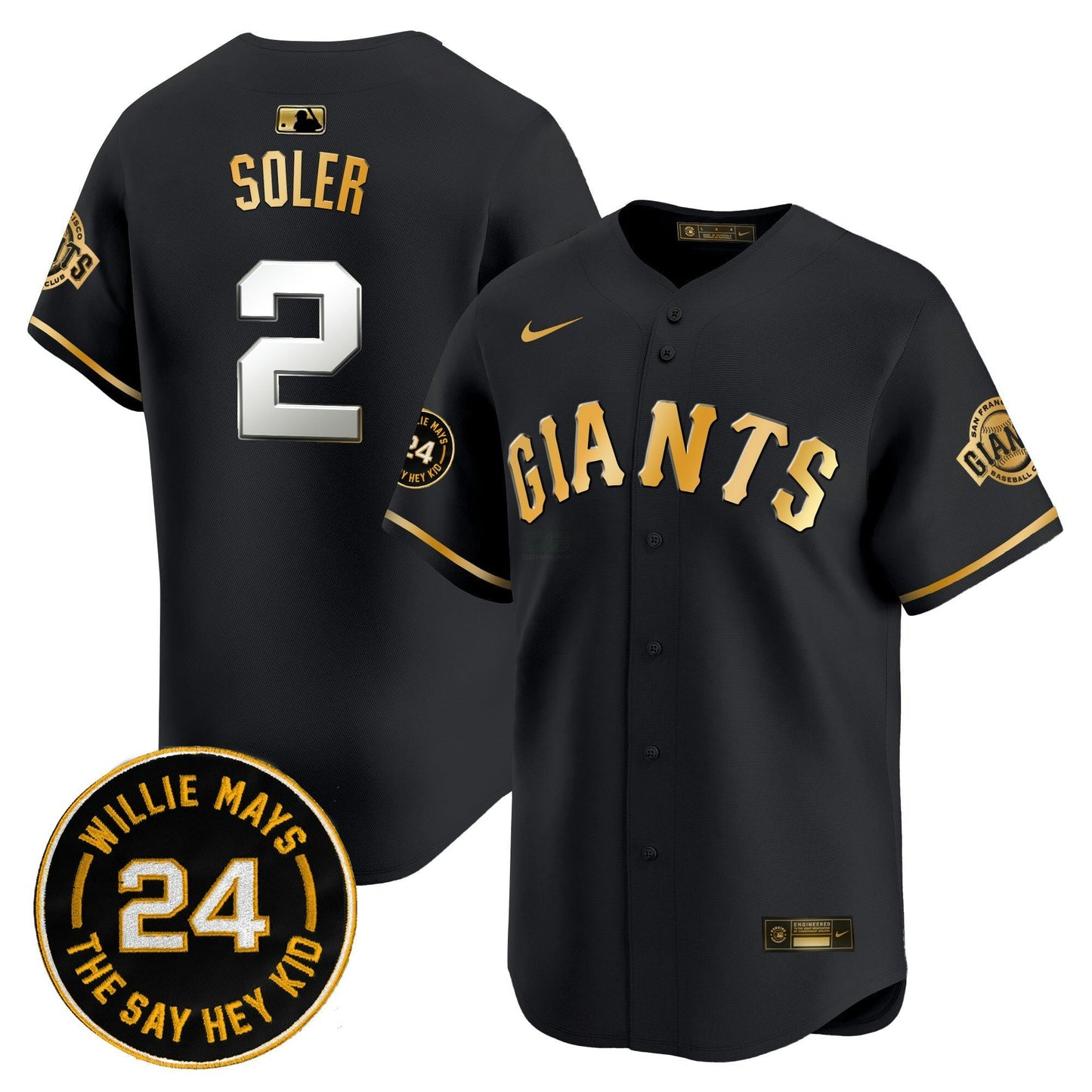 Camisa MLB Men’s San Francisco 2024 Willie Mays Patch Vapor Premier Limited Jersey V6