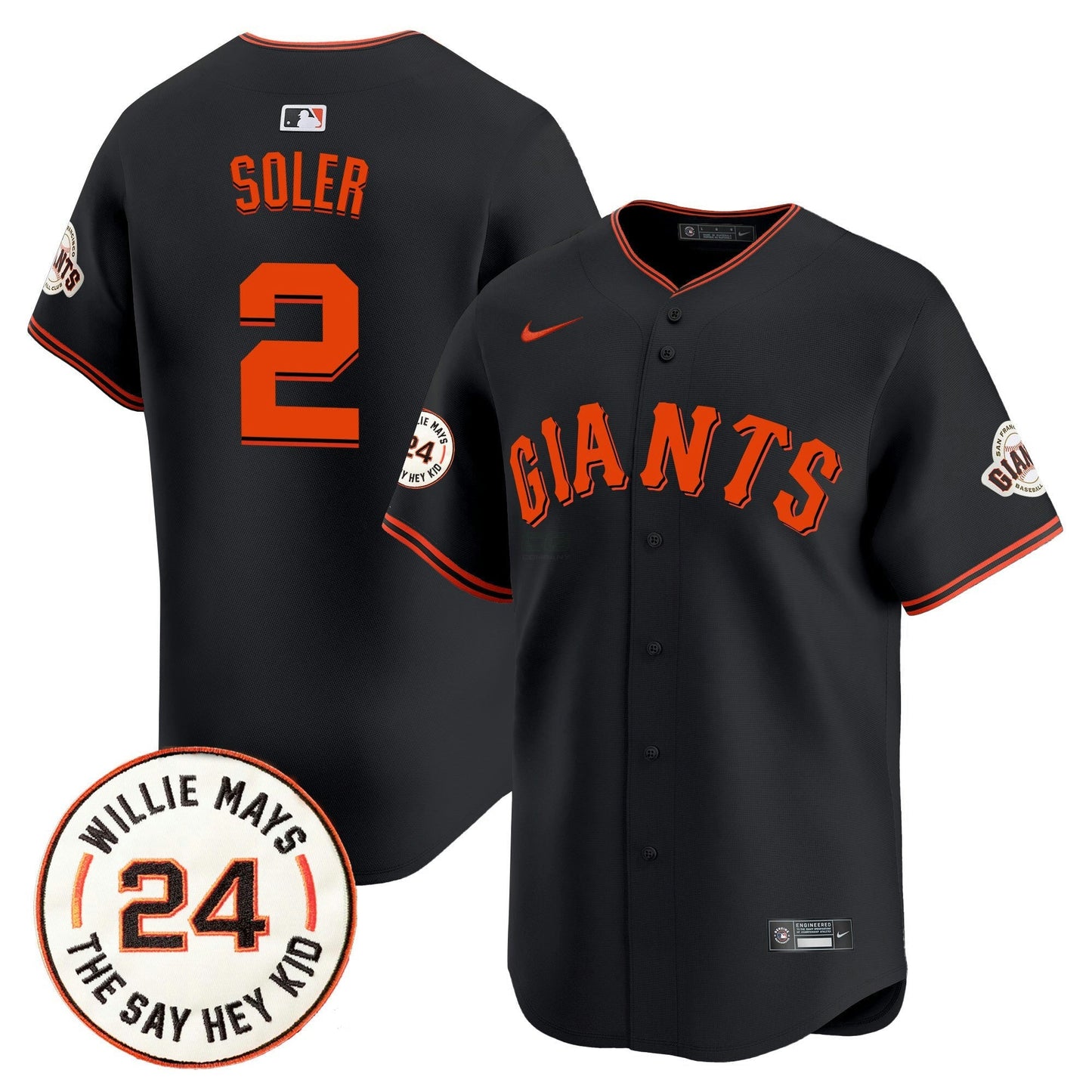 Camisa MLB Men’s San Francisco 2024 Willie Mays Patch Vapor Premier Limited Jersey V6