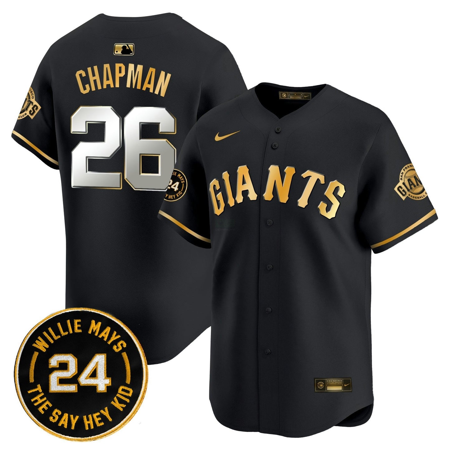 Camisa MLB Men’s San Francisco 2025 Willie Mays Patch Vapor Premier Limited Jersey