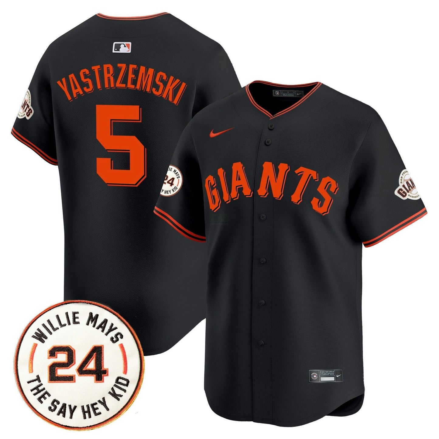 Camisa MLB Men’s San Francisco 2025 Willie Mays Patch Vapor Premier Limited Jersey