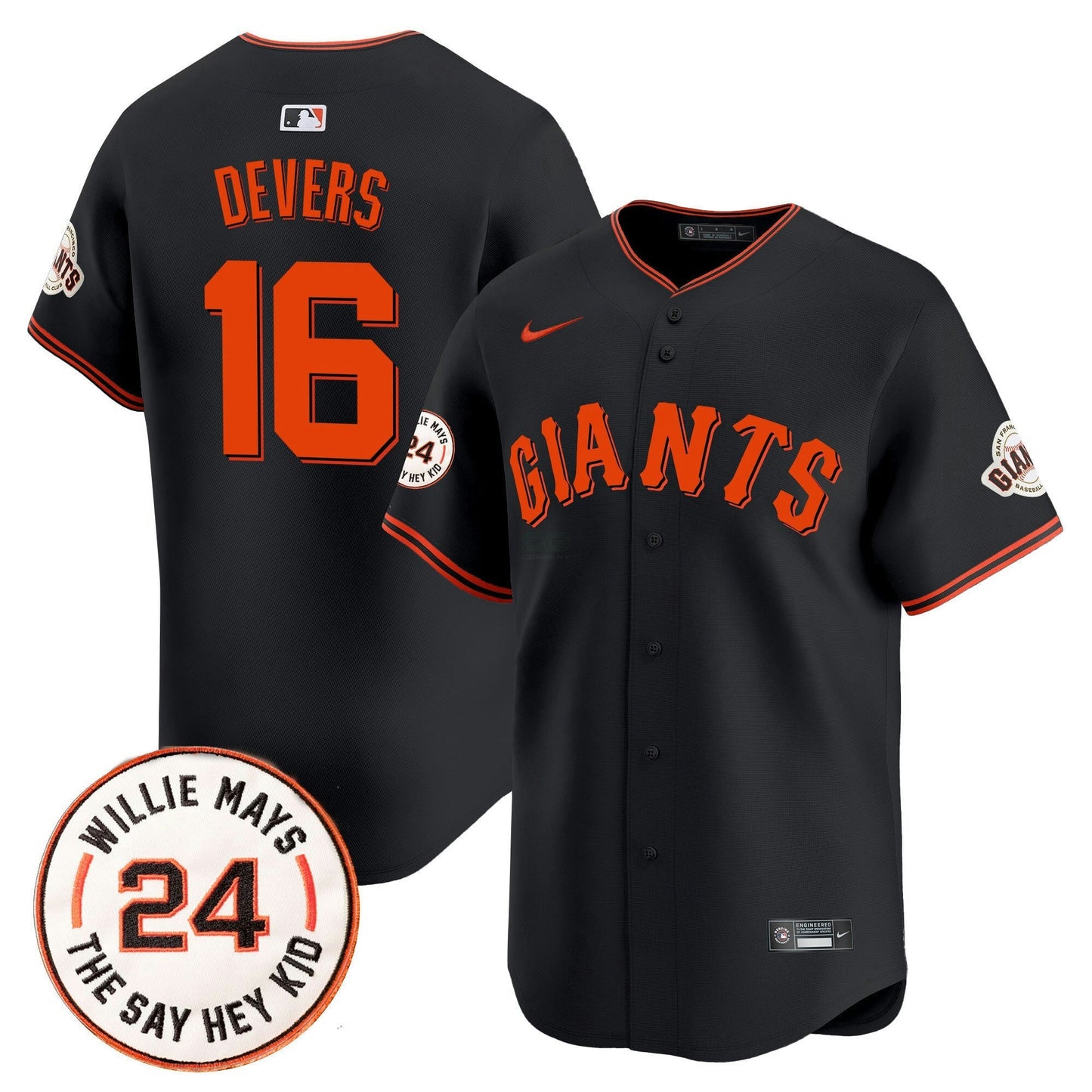 Camisa MLB Men’s San Francisco 2025 Willie Mays Patch Vapor Premier Limited Jersey