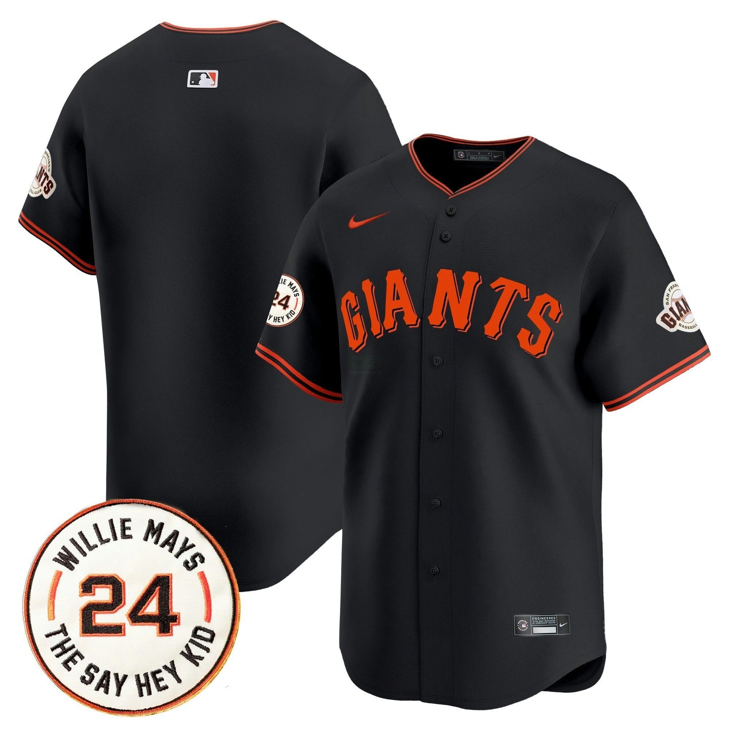 Camisa MLB Men’s San Francisco 2025 Willie Mays Patch Vapor Premier Limited Jersey