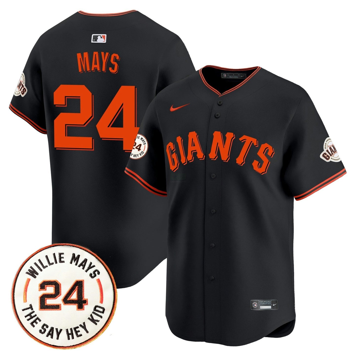 Camisa MLB Men’s San Francisco 2025 Willie Mays Patch Vapor Premier Limited Jersey
