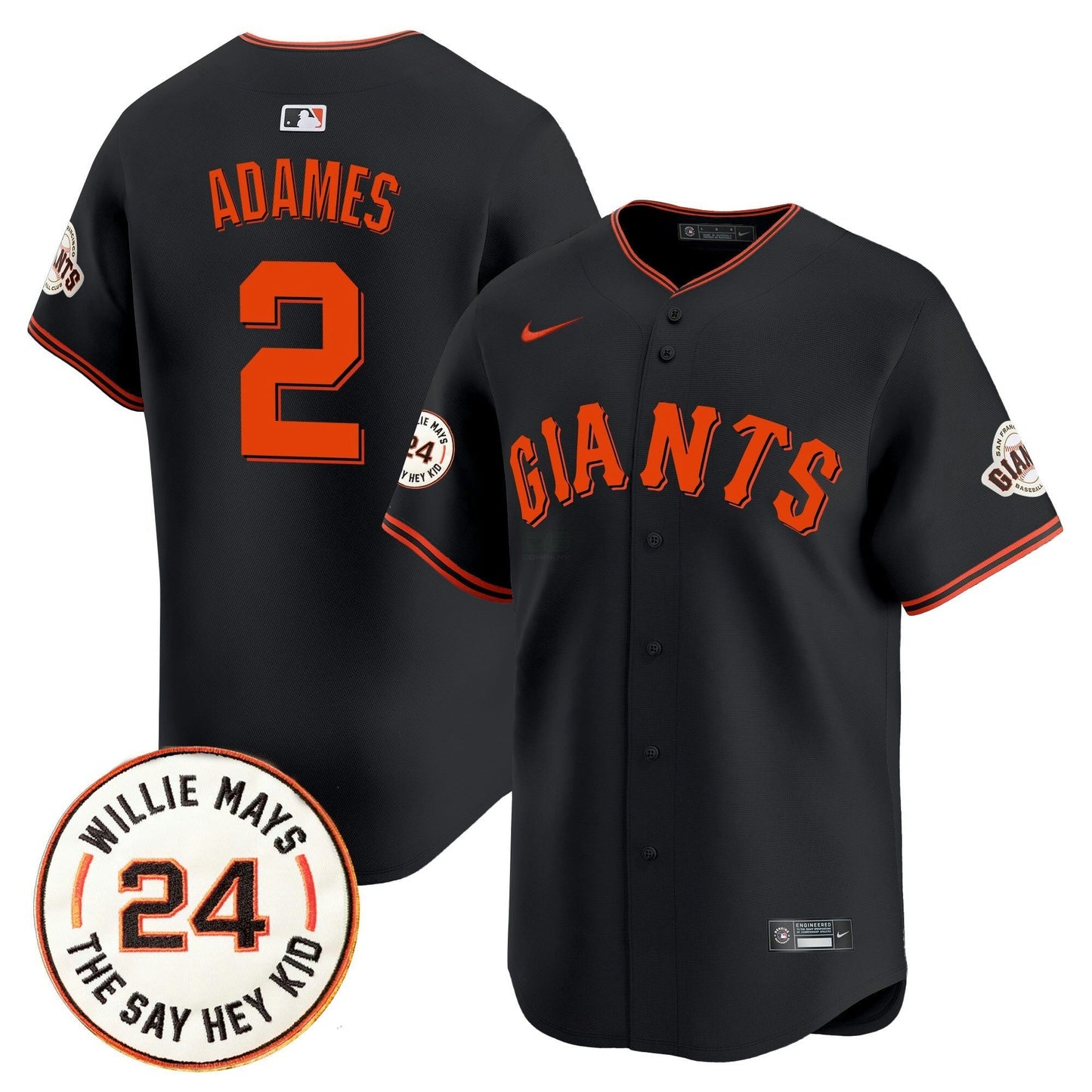 Camisa MLB Men’s San Francisco 2025 Willie Mays Patch Vapor Premier Limited Jersey
