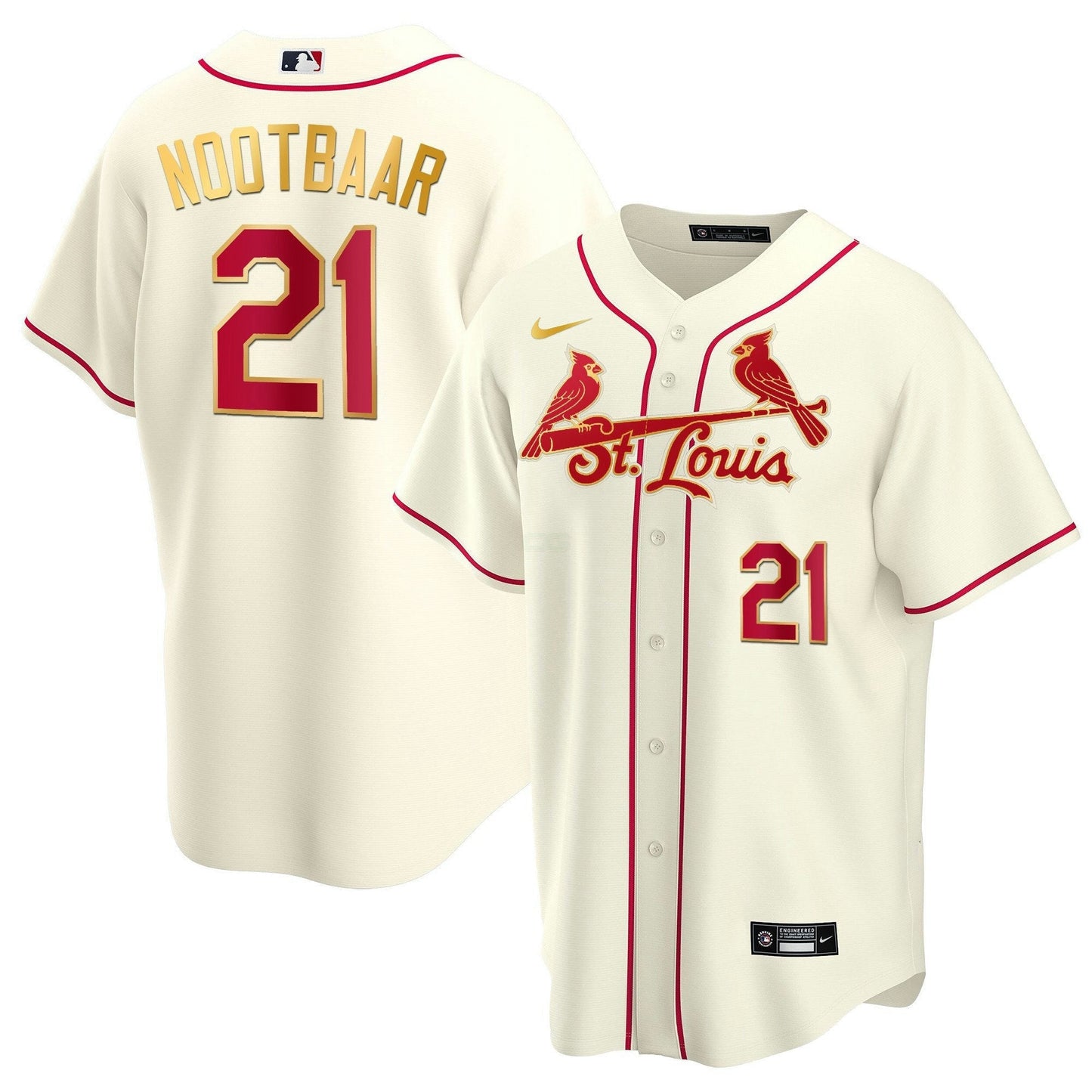 Camisa MLB Men’s St. Louis Cool Base Dourada Trim Jersey