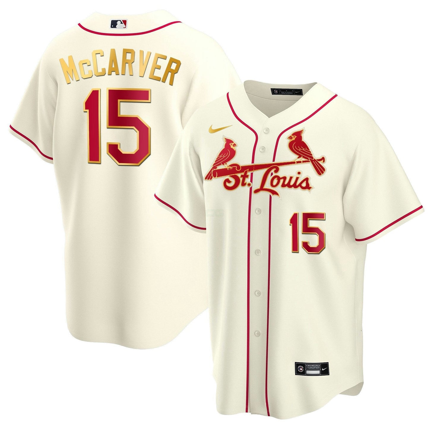Camisa MLB Men’s St. Louis Cool Base Dourada Trim Jersey