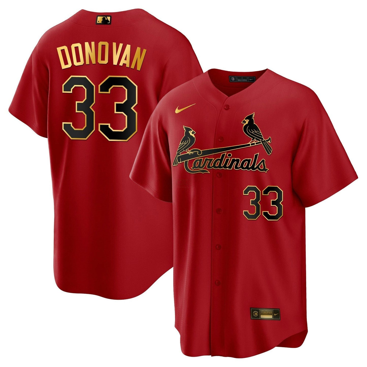 Camisa MLB Men’s St. Louis Cool Base Dourada Trim Jersey