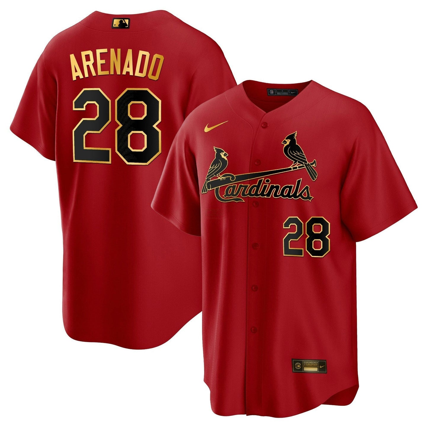 Camisa MLB Men’s St. Louis Cool Base Dourada Trim Jersey