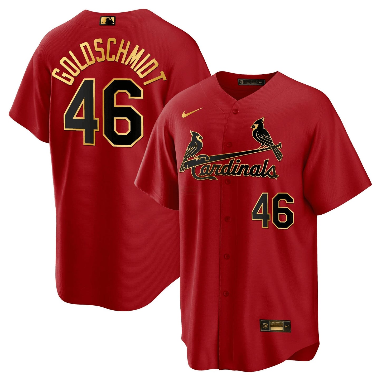 Camisa MLB Men’s St. Louis Cool Base Dourada Trim Jersey