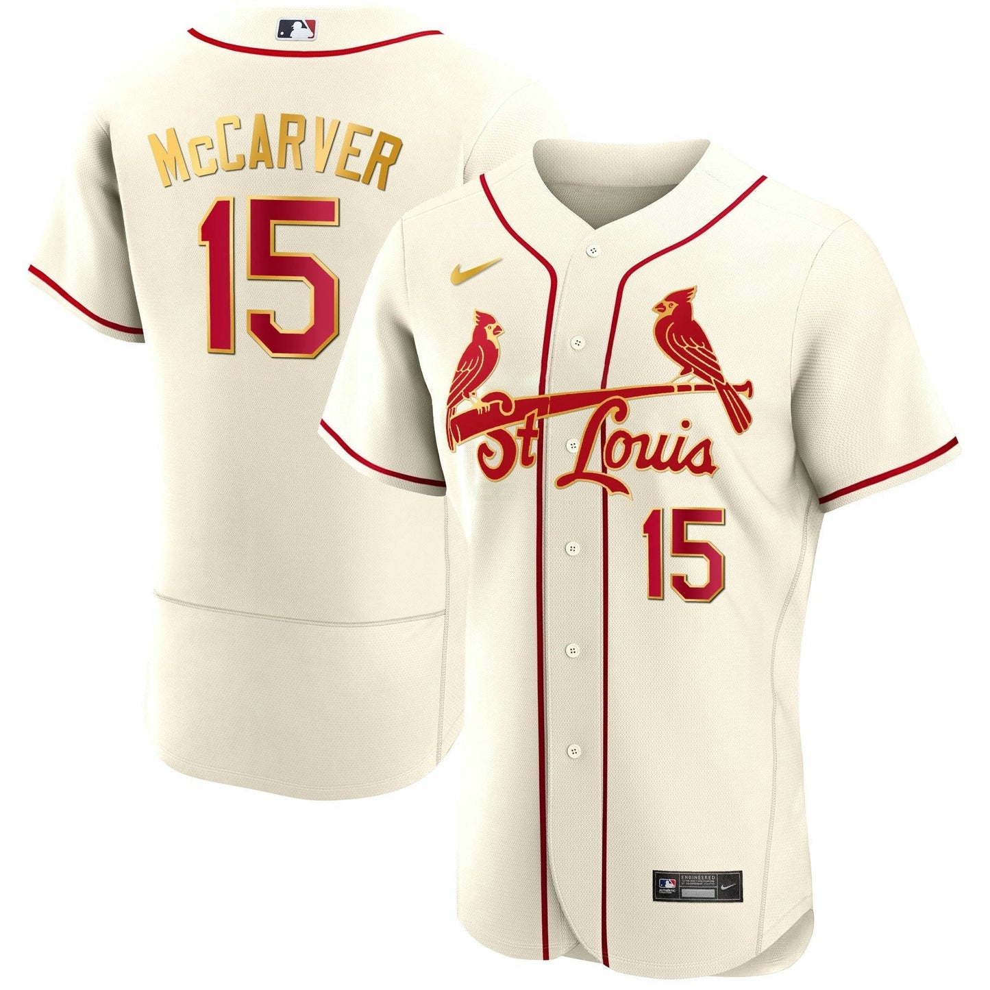 Camisa MLB Men’s St. Louis Flex Base Dourada Trim Jersey