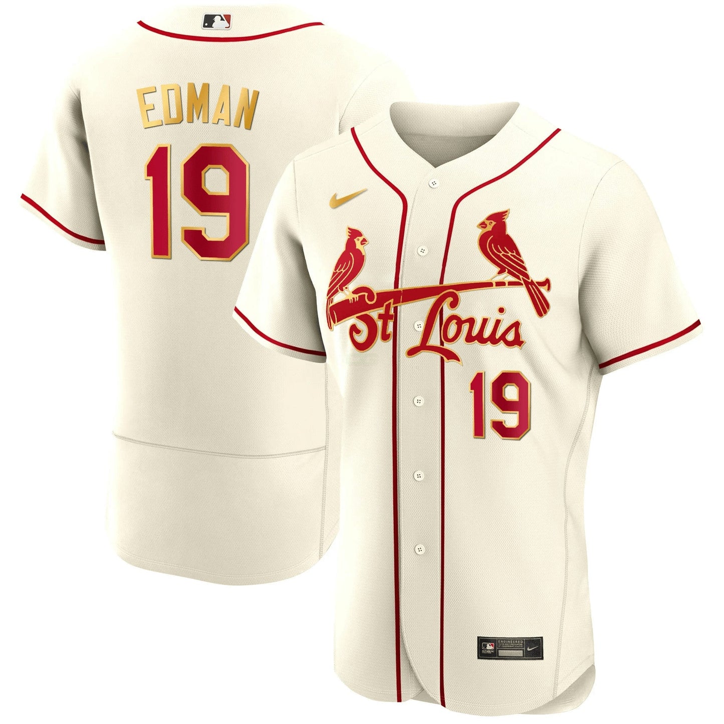 Camisa MLB Men’s St. Louis Flex Base Dourada Trim Jersey
