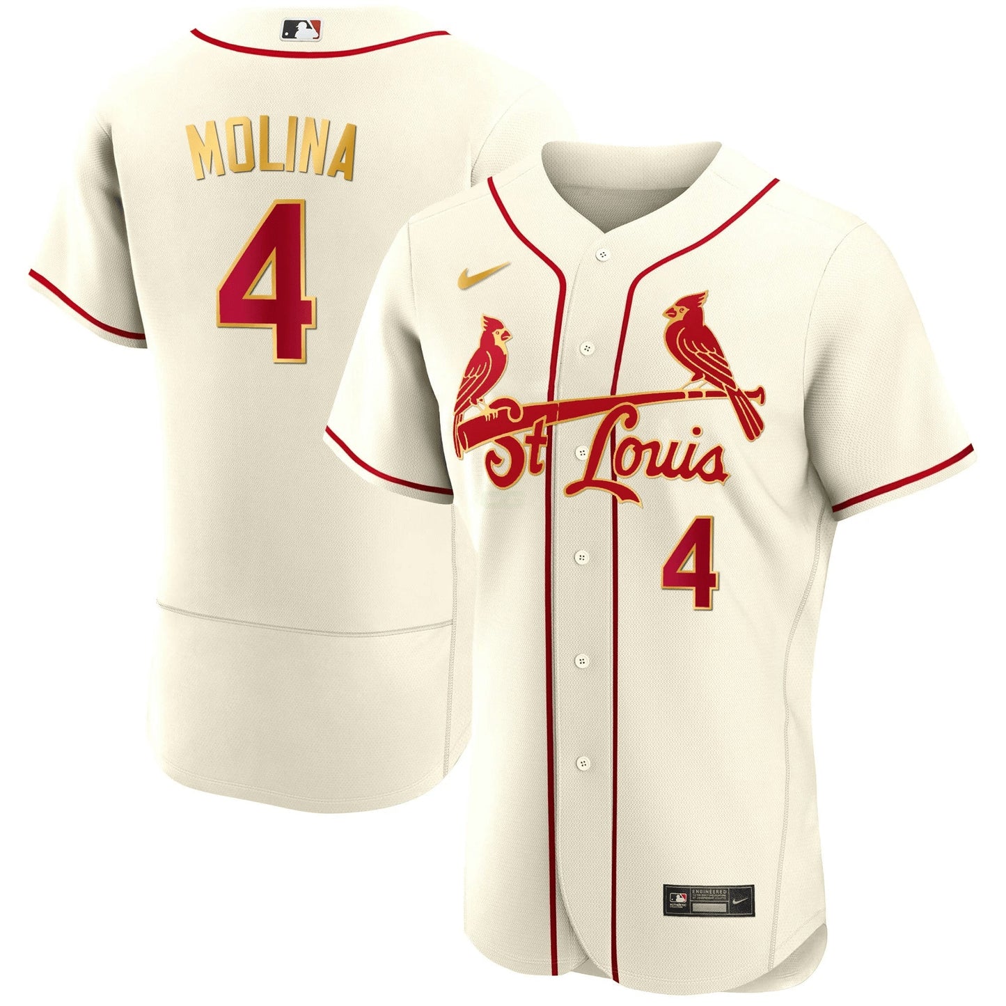 Camisa MLB Men’s St. Louis Flex Base Dourada Trim Jersey