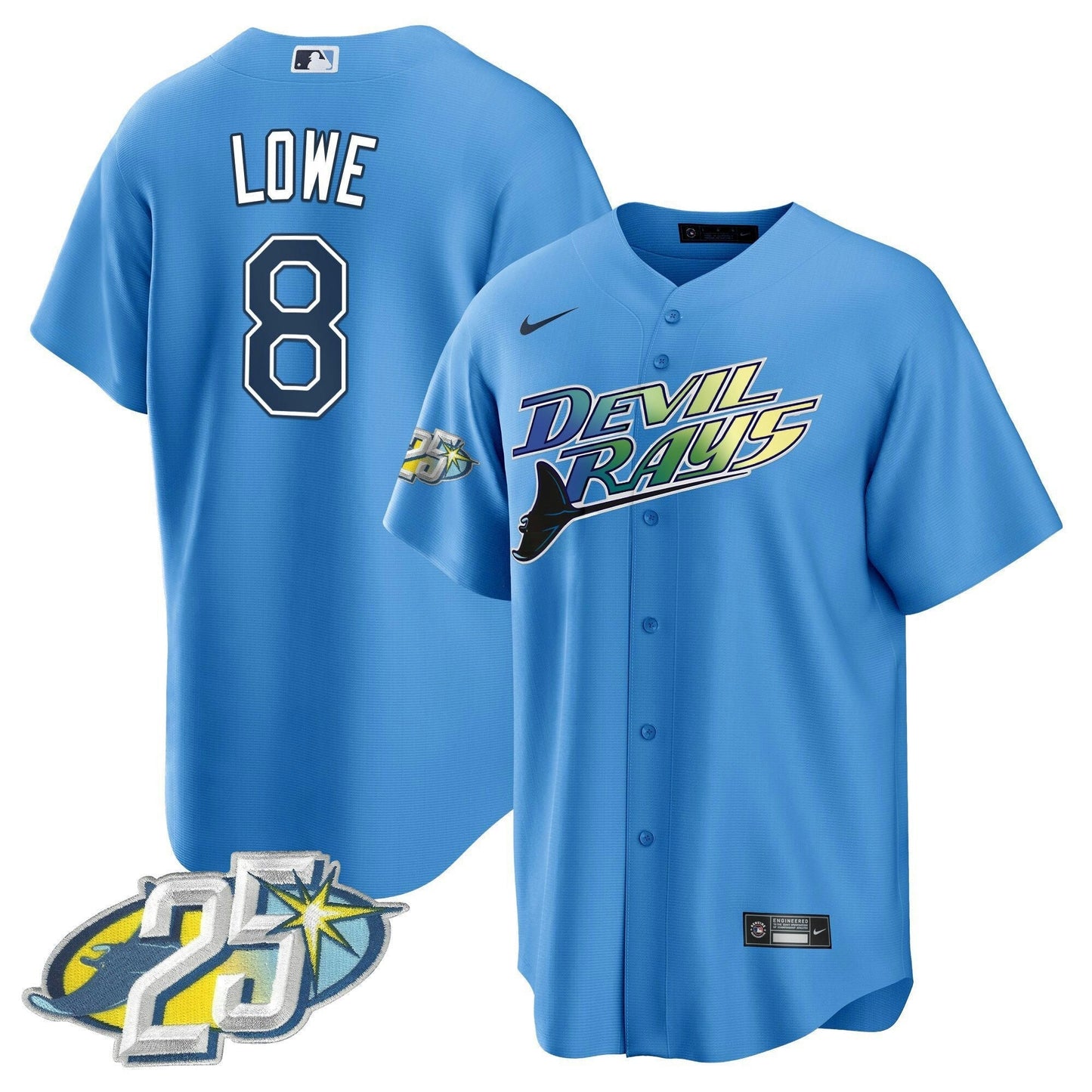 Camisa MLB Men’s Tampa Bay 25th Anniversary Patch Cool Base Jersey