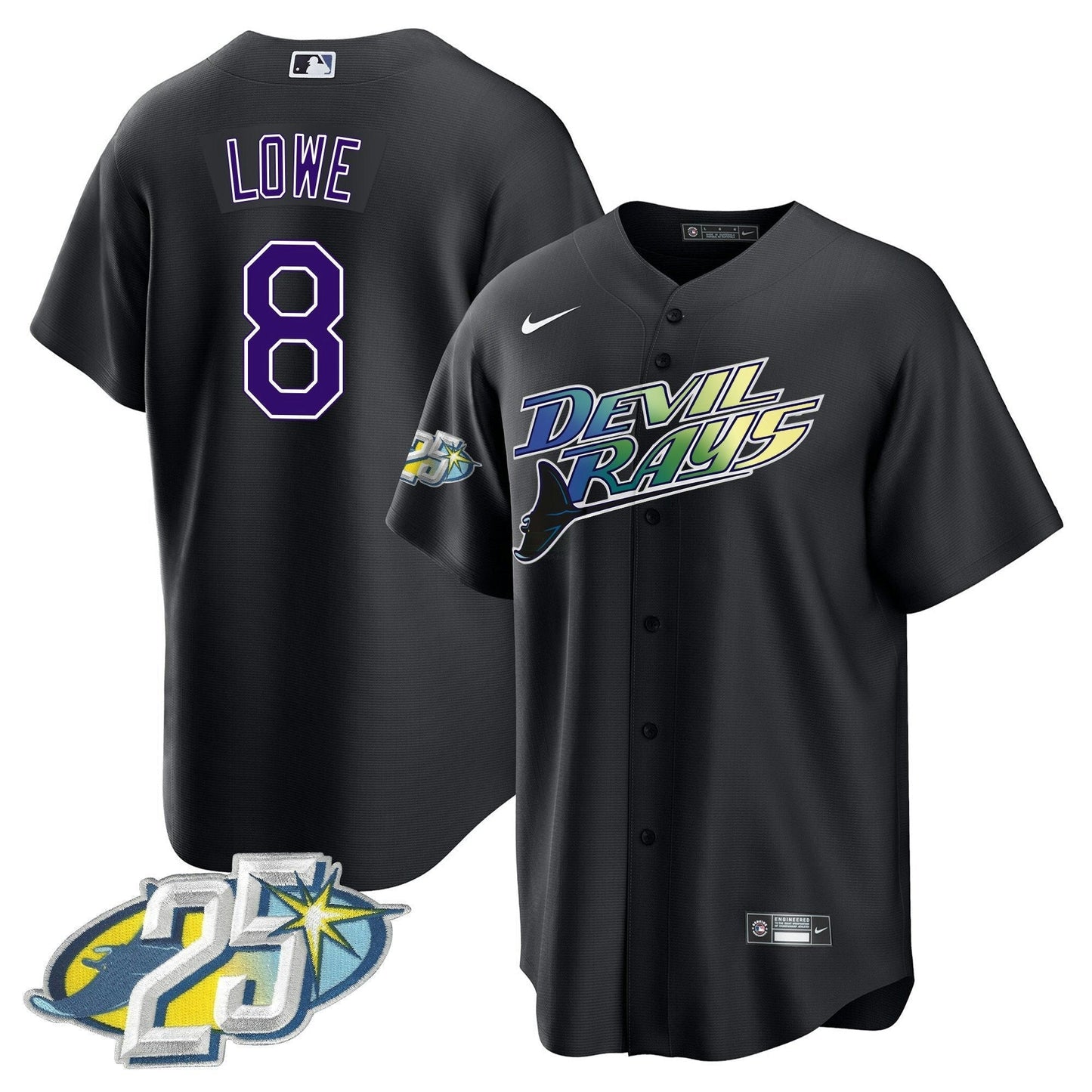Camisa MLB Men’s Tampa Bay 25th Anniversary Patch Cool Base Jersey