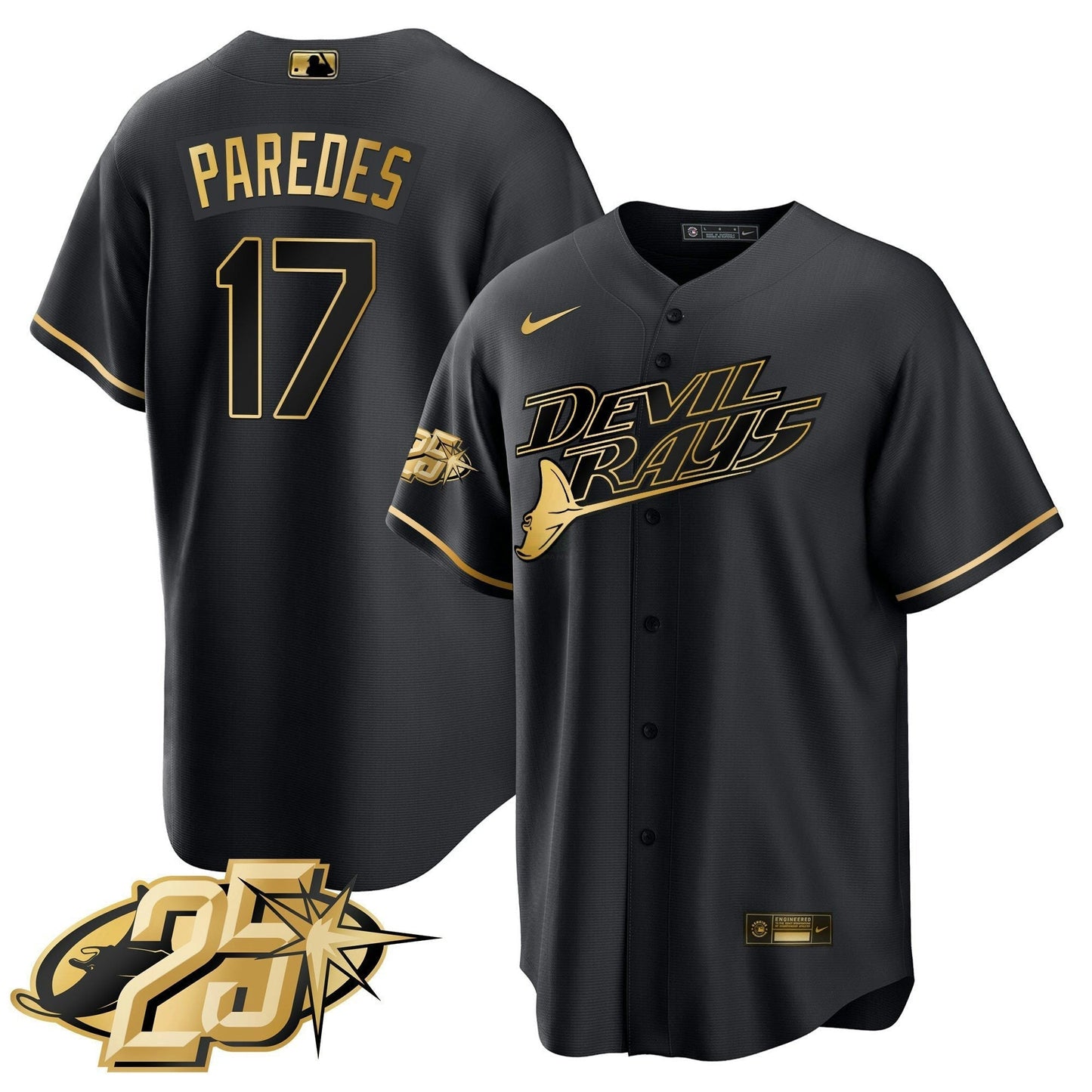 Camisa MLB Men’s Tampa Bay 25th Anniversary Patch Cool Base Jersey