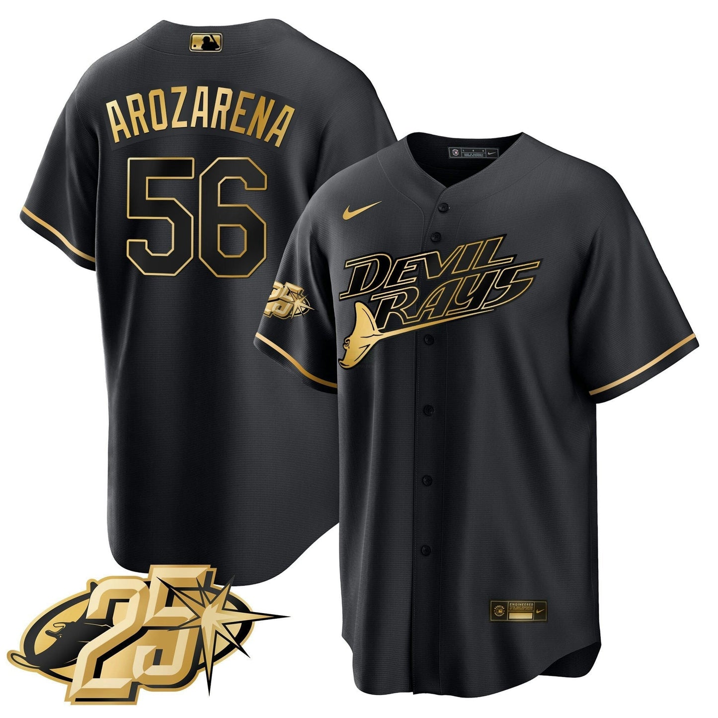 Camisa MLB Men’s Tampa Bay 25th Anniversary Patch Cool Base Jersey