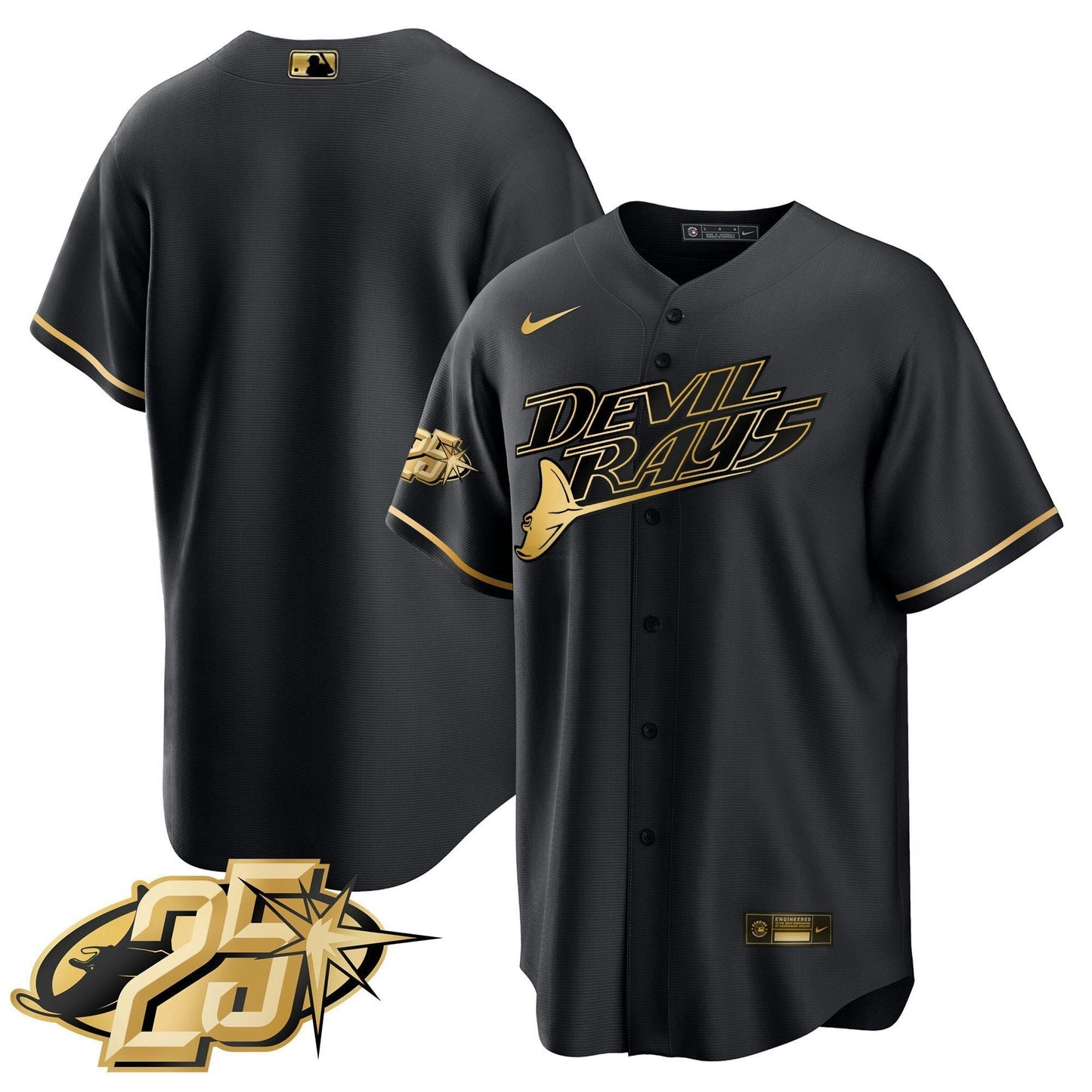Camisa MLB Men’s Tampa Bay 25th Anniversary Patch Cool Base Jersey