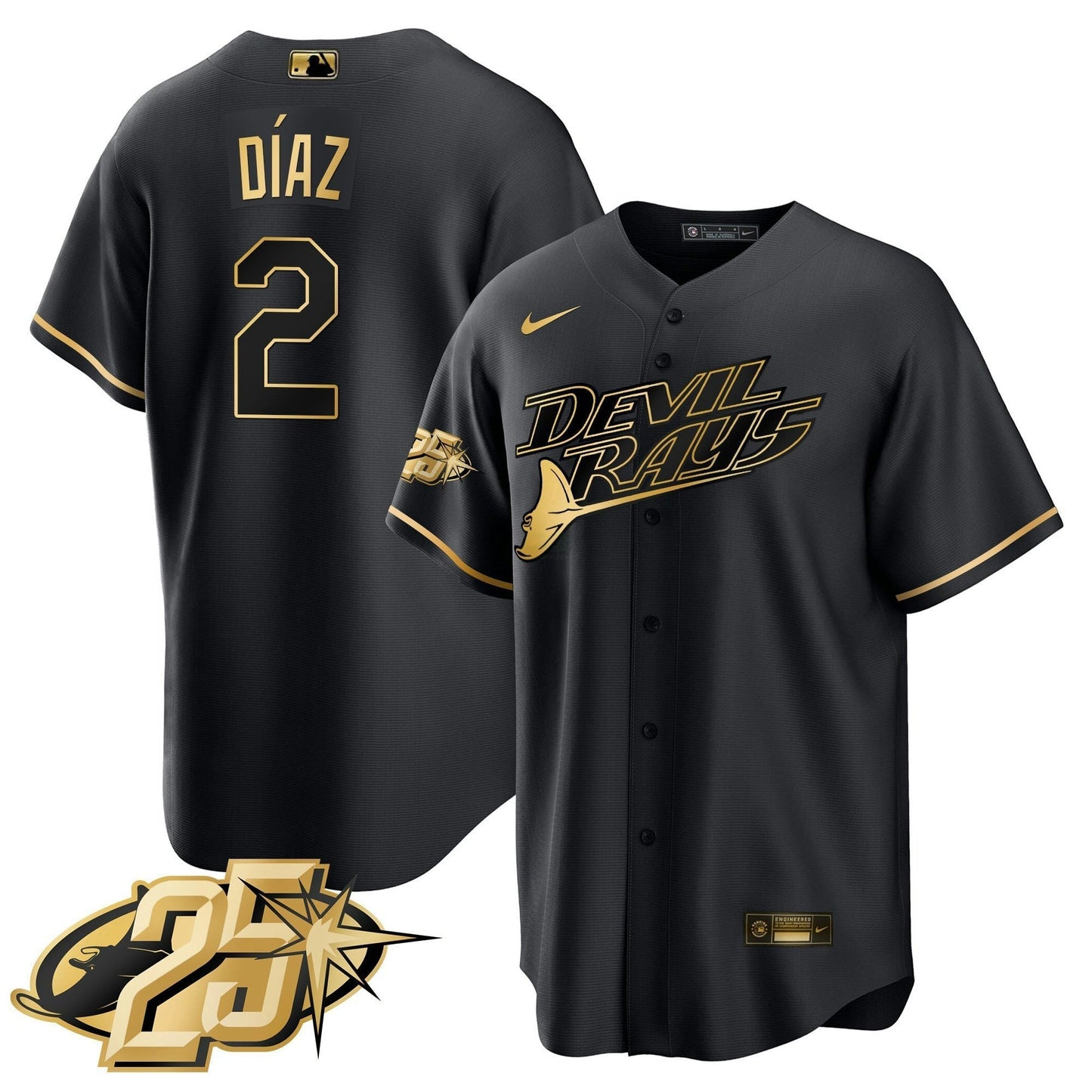 Camisa MLB Men’s Tampa Bay 25th Anniversary Patch Cool Base Jersey