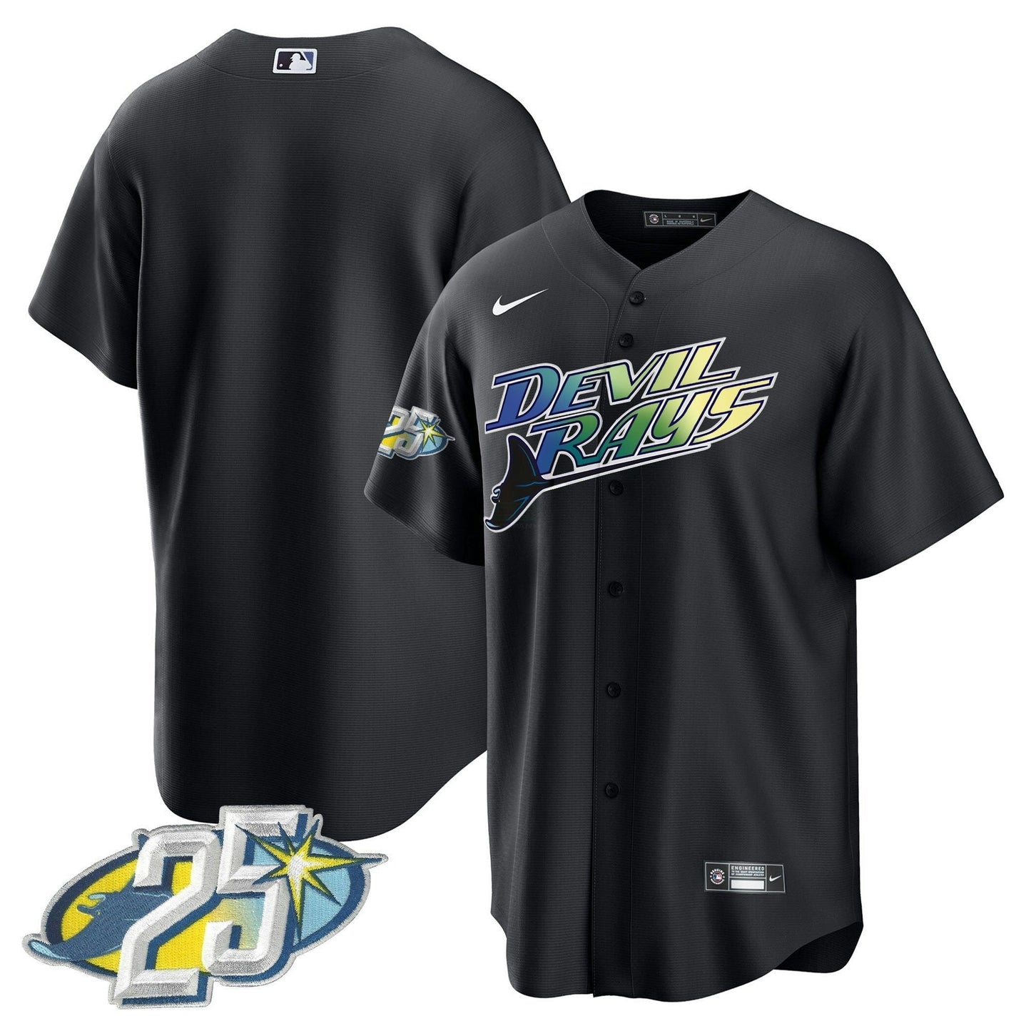 Camisa MLB Men’s Tampa Bay 25th Anniversary Patch Cool Base Jersey