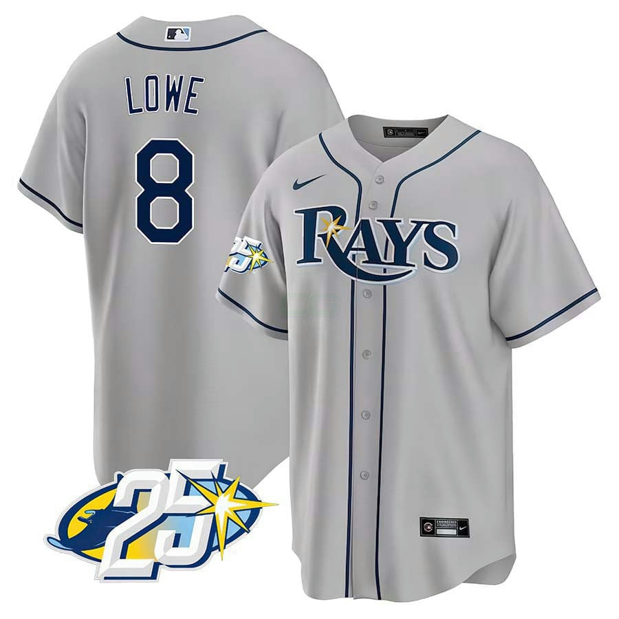 Camisa MLB Men’s Tampa Bay 25th Anniversary Patch Cool Base V2 Jersey