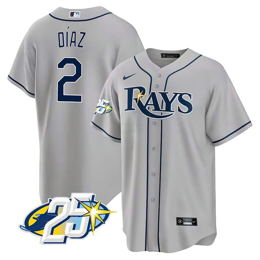 Camisa MLB Men’s Tampa Bay 25th Anniversary Patch Cool Base V2 Jersey