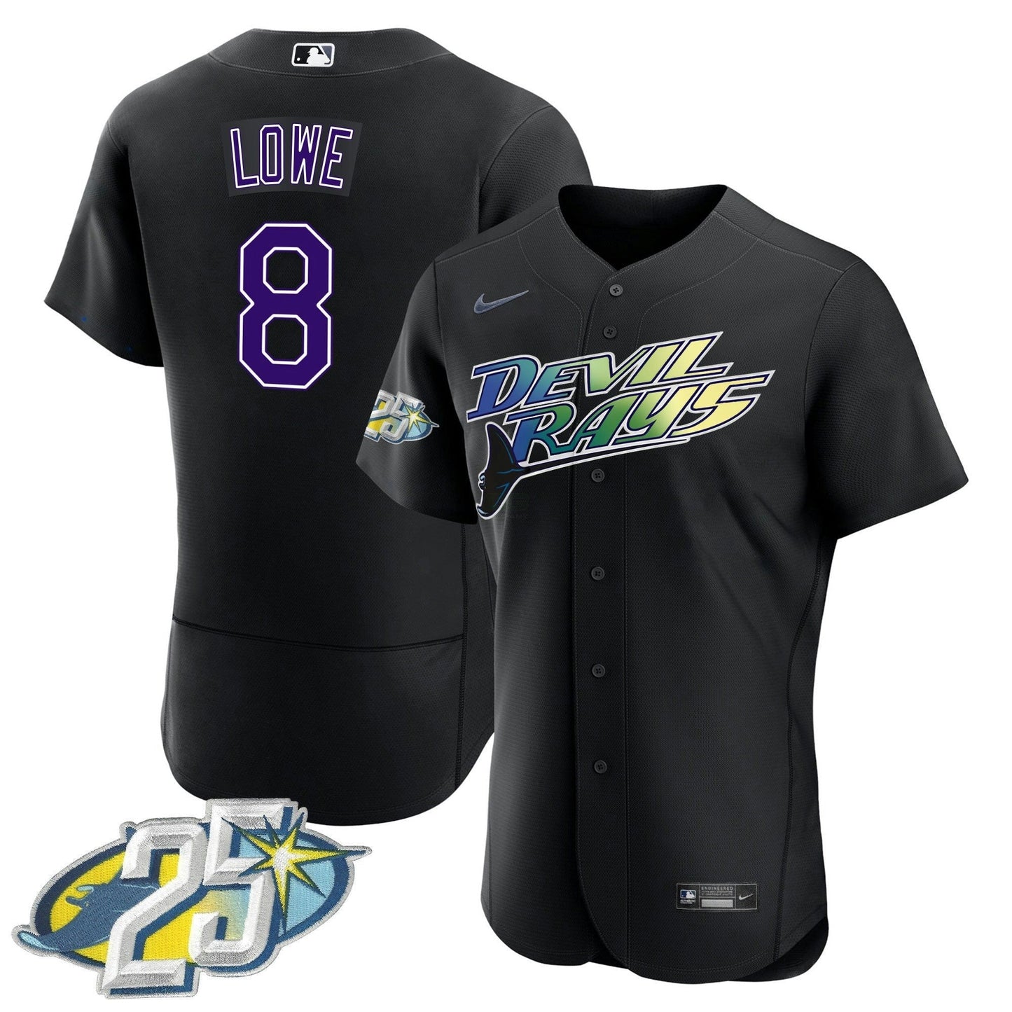 Camisa MLB Men’s Tampa Bay 25th Anniversary Patch Flex Base Jersey