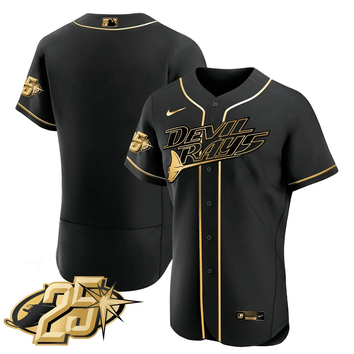 Camisa MLB Men’s Tampa Bay 25th Anniversary Patch Flex Base Jersey